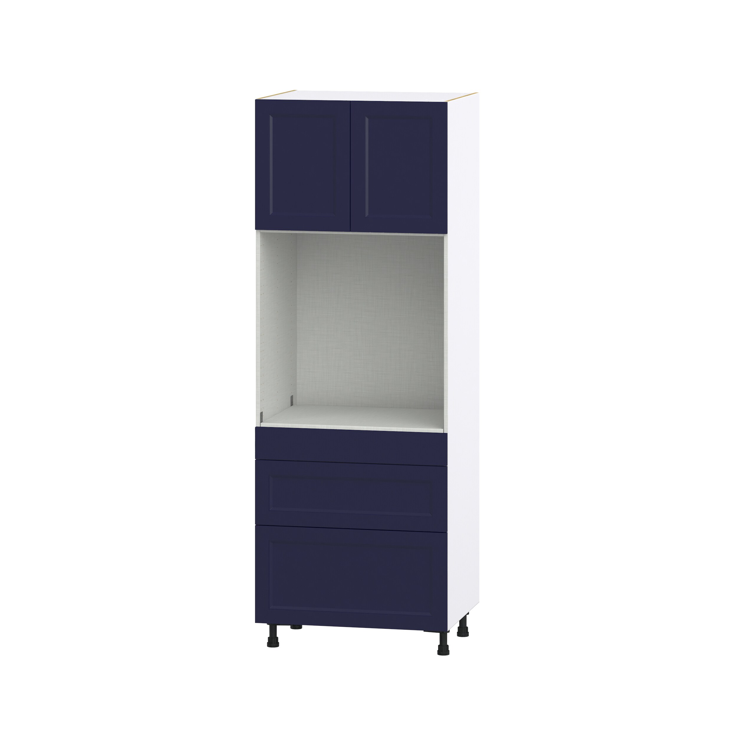 Hugo&Borg DSTO3D3084.5-LO Lorette 30-in W x 84.5-in H x 24-in D Navy Blue 3 -Drawers Single oven Base Fully assembled Cabinet (Recessed Panel Shaker)