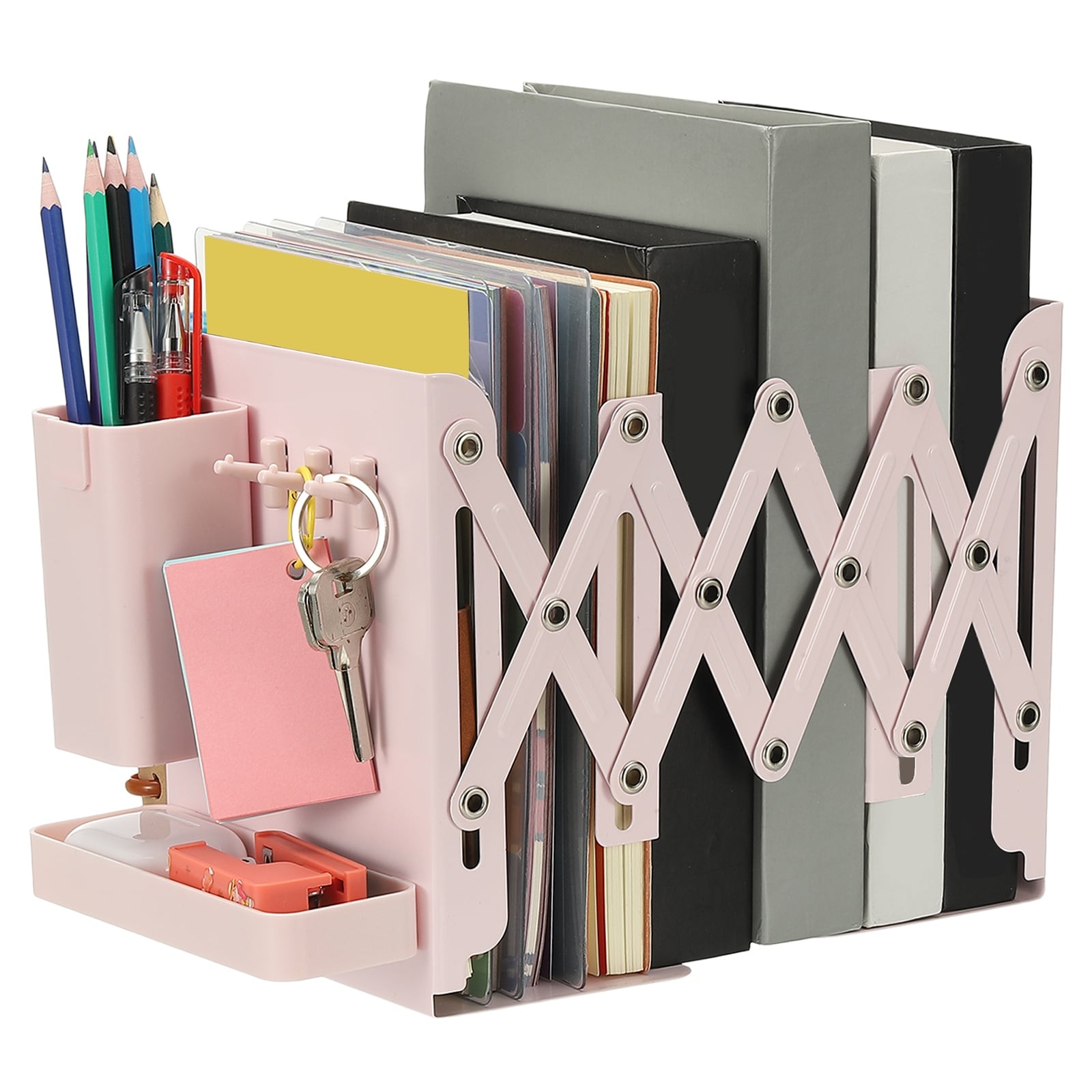 PATIKIL Adjustable Book Ends 7.5 Inch Tall Heavy Duty Metal