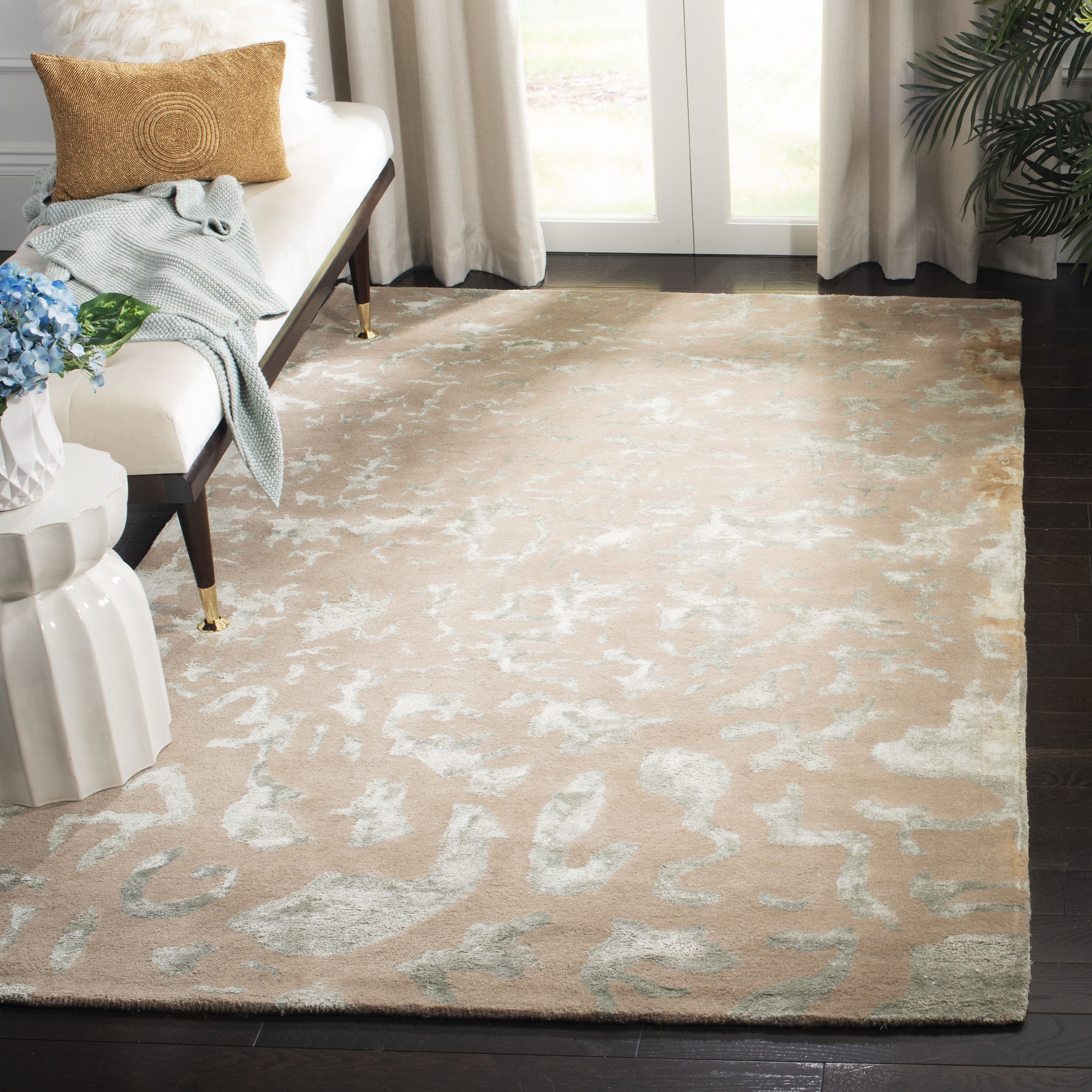 Safavieh SOH525B-2 Soho Lorenz 2 x 3 (ft) Tufted Wool Taupe/Light Blue Rectangular Indoor Abstract Throw rug