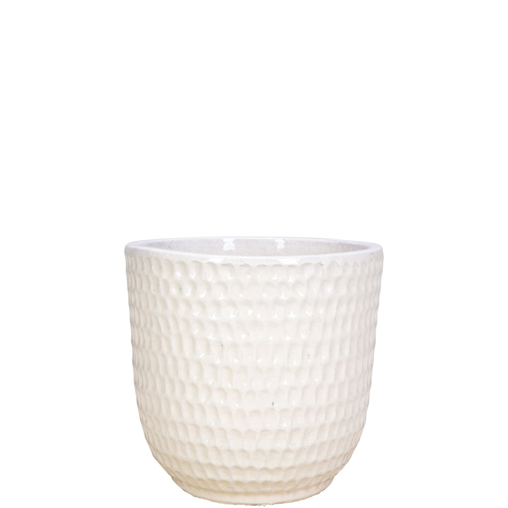  GGC-496A-CWT Round 8.0-in W x 8-in H x 8-in D White Ceramic Indoor/Outdoor Planter