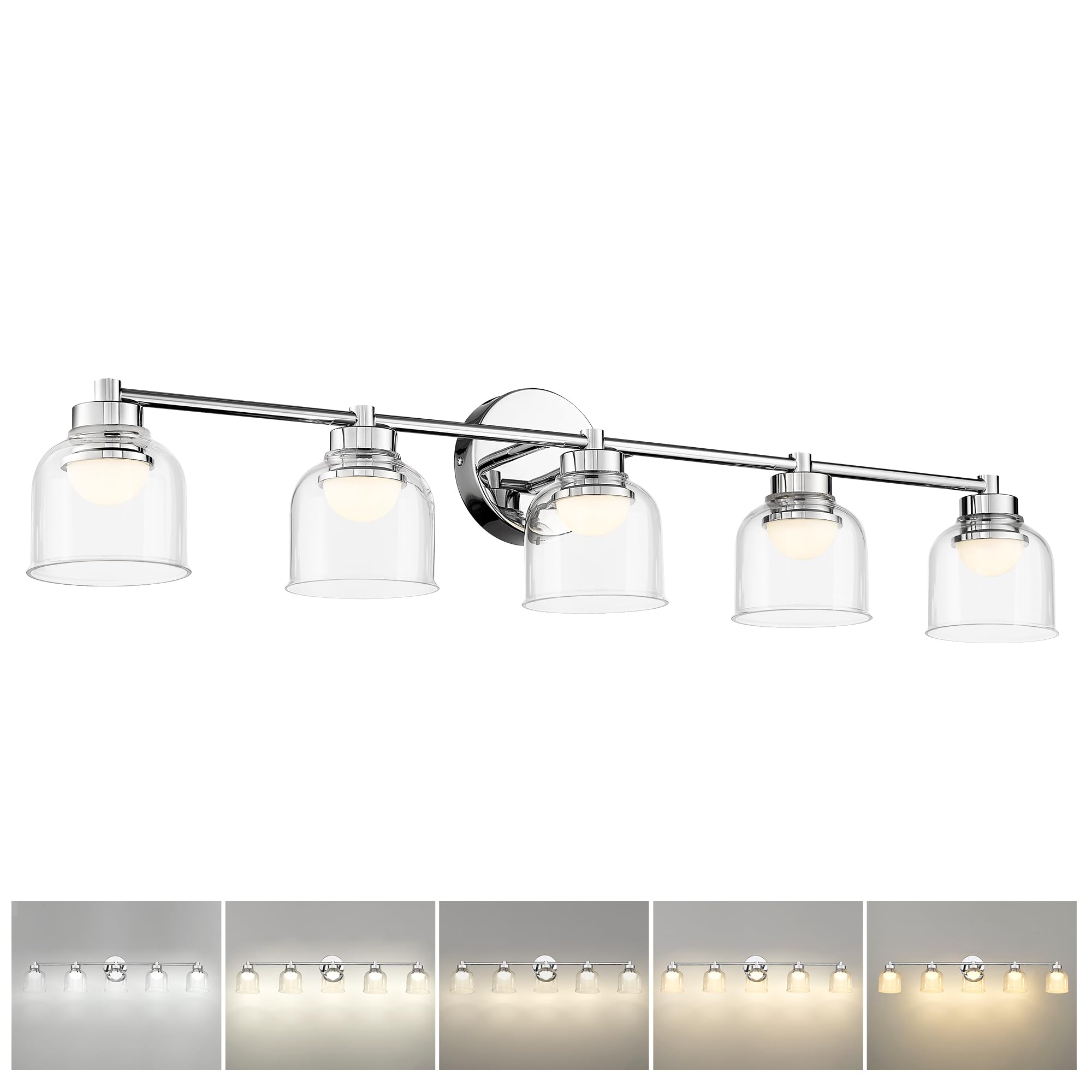 LTMATE LS5HJF94B-5W LED CH JAZAVA 38-in 5 -Light Chrome Integrated LED Industrial Vanity light