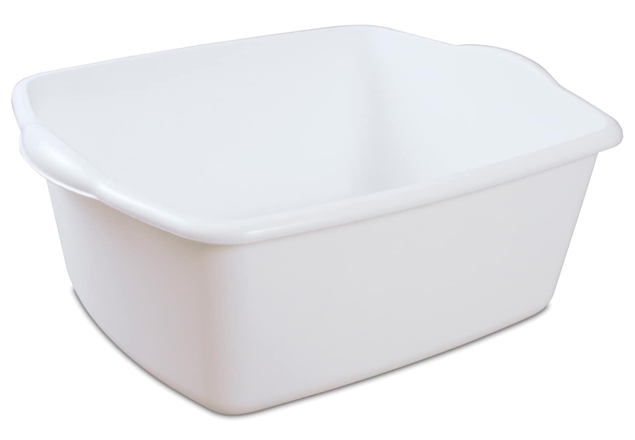 Sterilite Small Portable Rectangle Plastic 8 Qt Dish Pan, White (36 Pack)