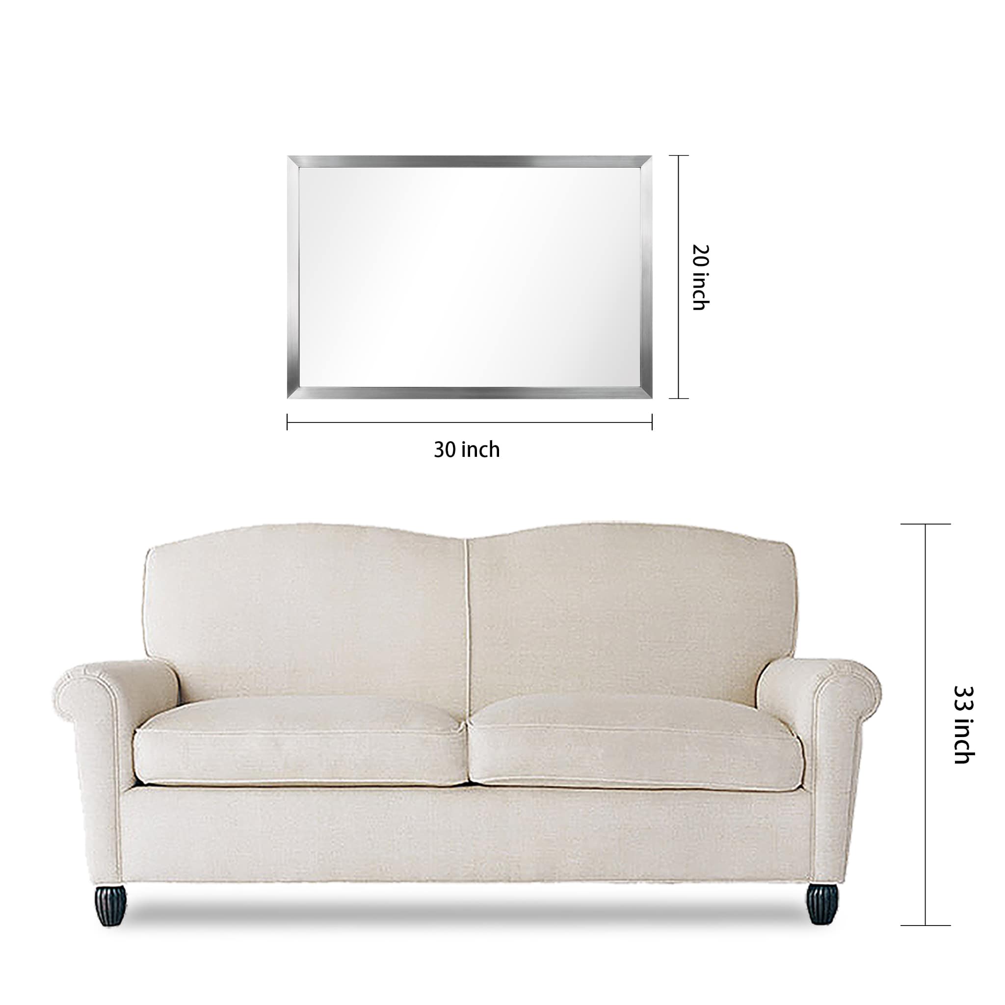Contempo 20" x 30" Brushed Silver Stainless Steel Wall Mirror