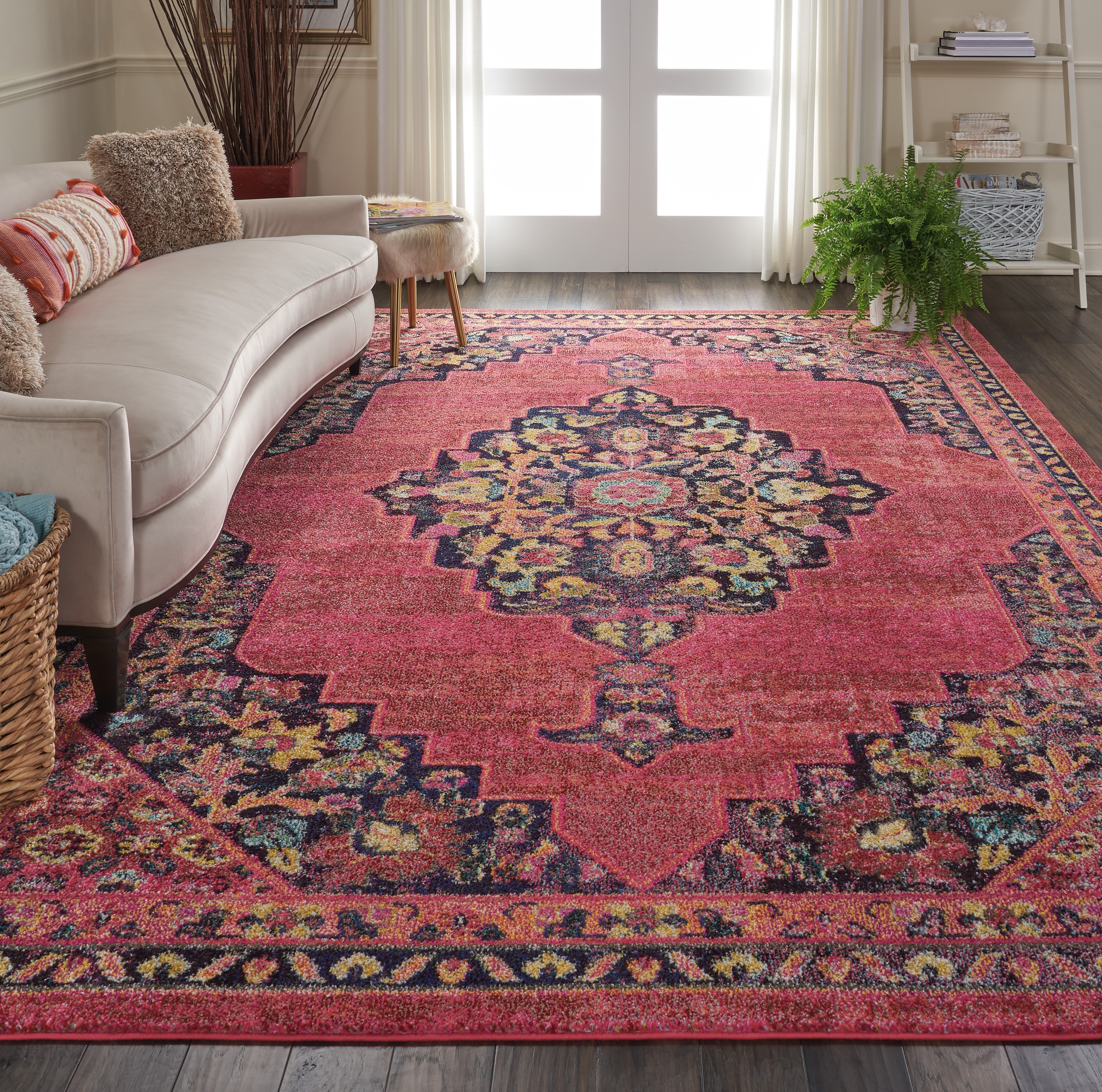 Nourison 99446454706 Passionate 8 x 10 (ft) Polypropylene Pink Flame Rectangular Indoor Abstract Area rug