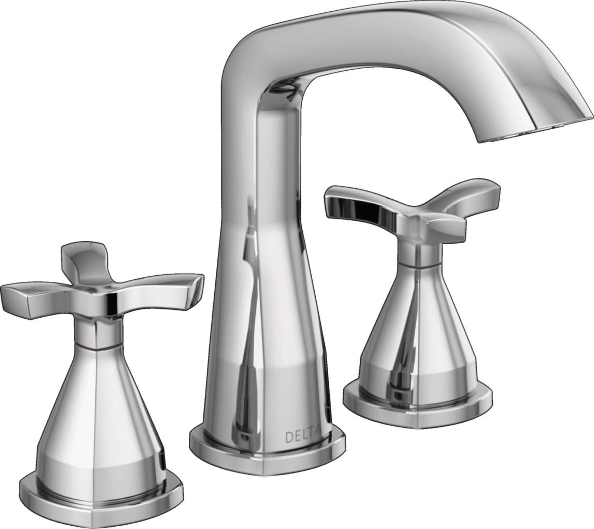 Delta 357766-PR-MPU-DST Stryke Lumicoat Chrome Widespread 2-handle WaterSense Mid-arc Residential Handle Bathroom Sink Faucet with Drain