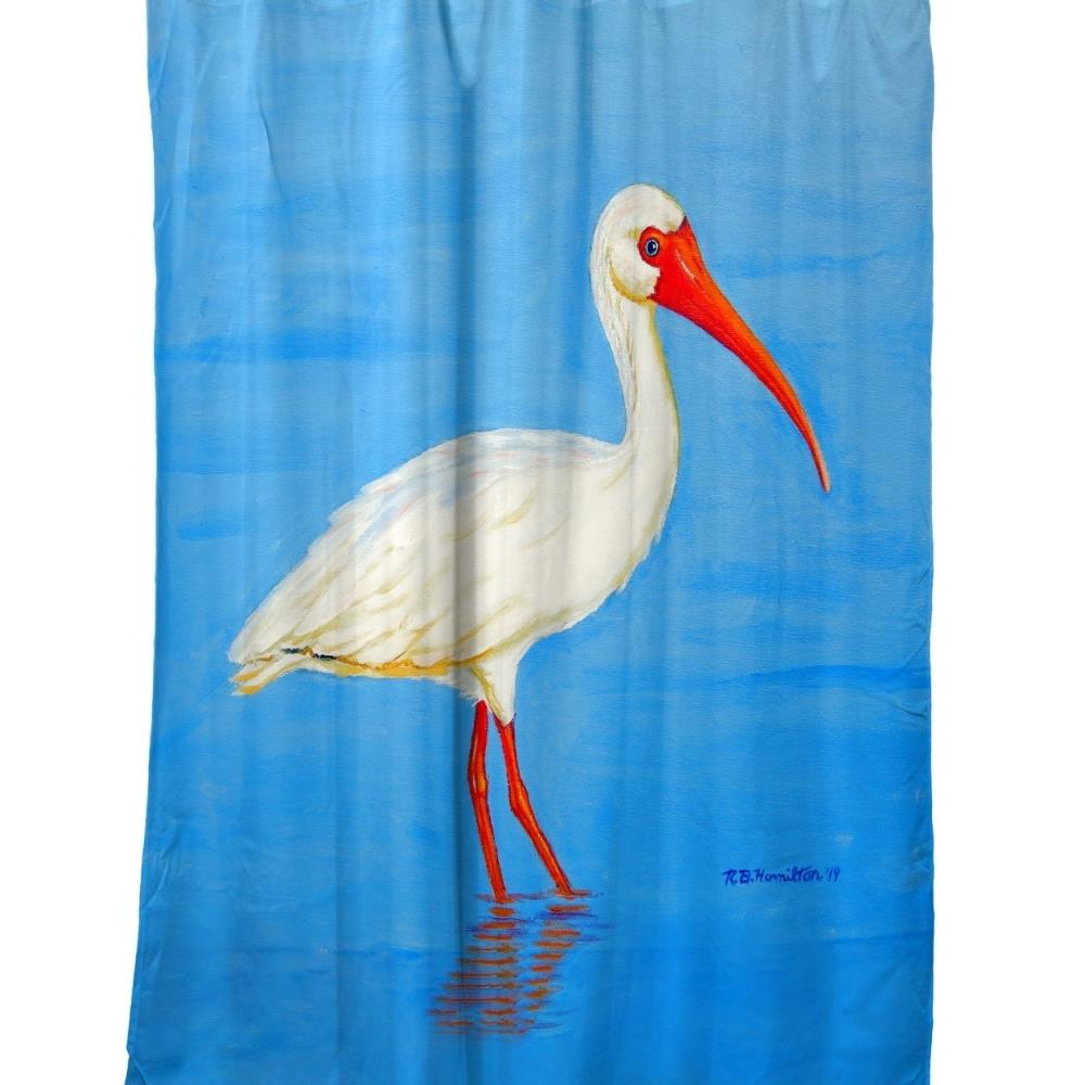 Betsy Drake Interiors BTDR7717 Posing White Ibis Shower Curtain