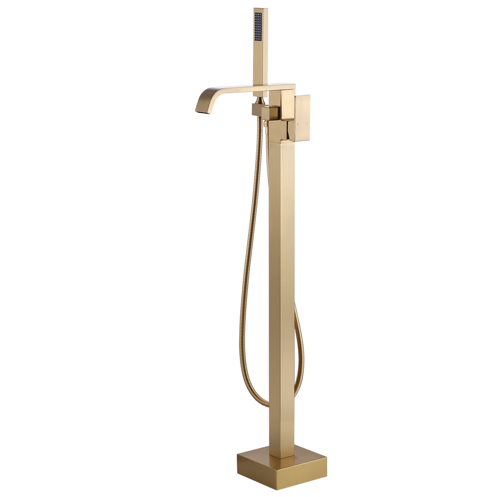 WOWOW 3082100G Gold 1-handle Freestanding Waterfall Bathtub Faucet with Hand Shower ( Valve Included )