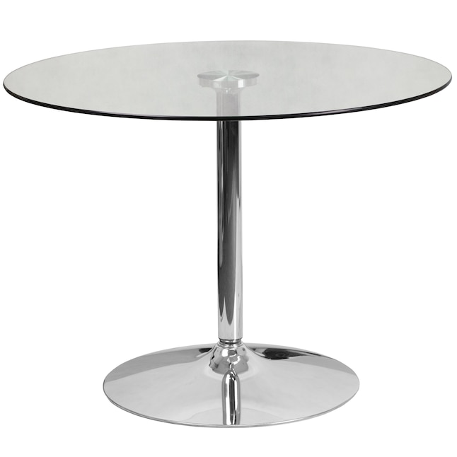 Flash Furniture Chrome Round, Round Dining Table With Glass Top Chrome Base