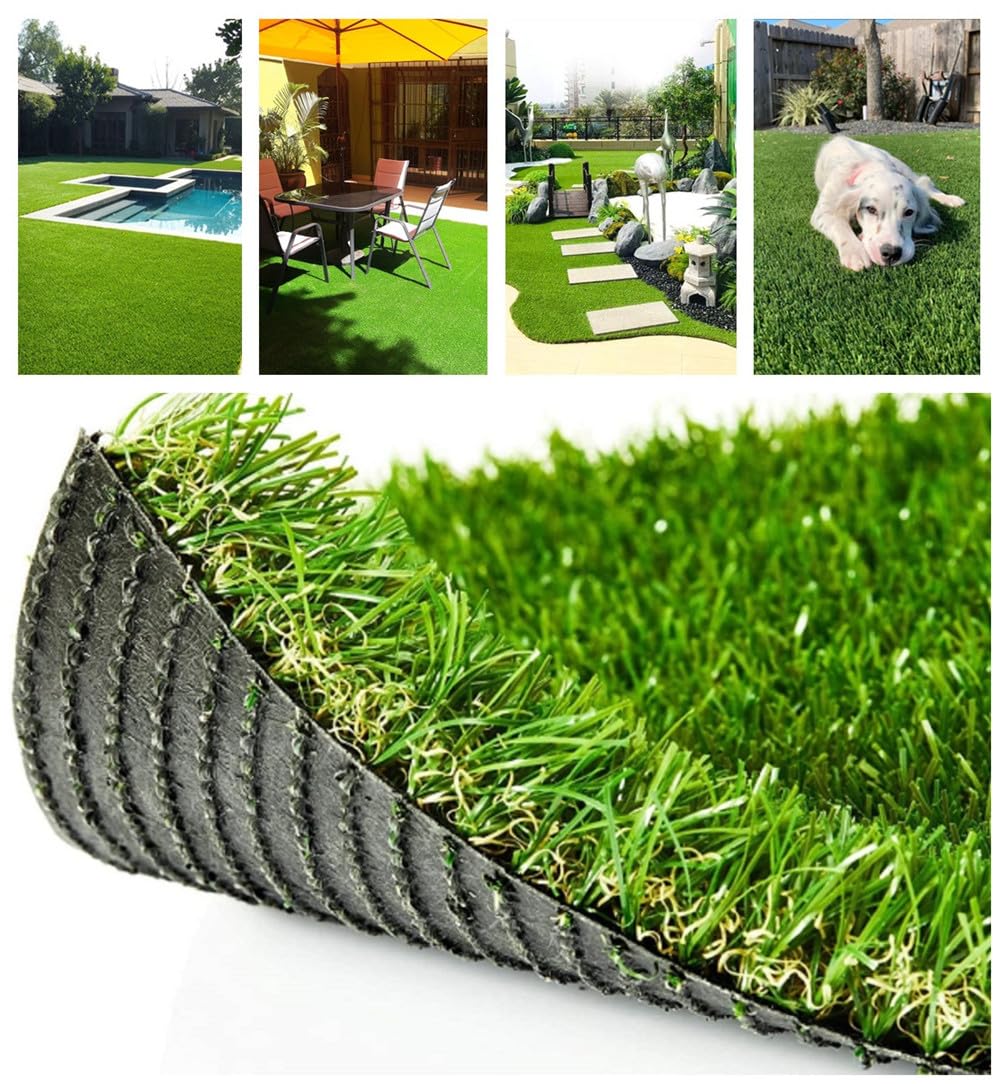 LAIFUCAM  Deluxe Realistic Artificial Grass Turf 3.3FT by 5FT Thick Soft Synthetic Lawn Mat with Rubber Backing and Drainage Holes for Indoor