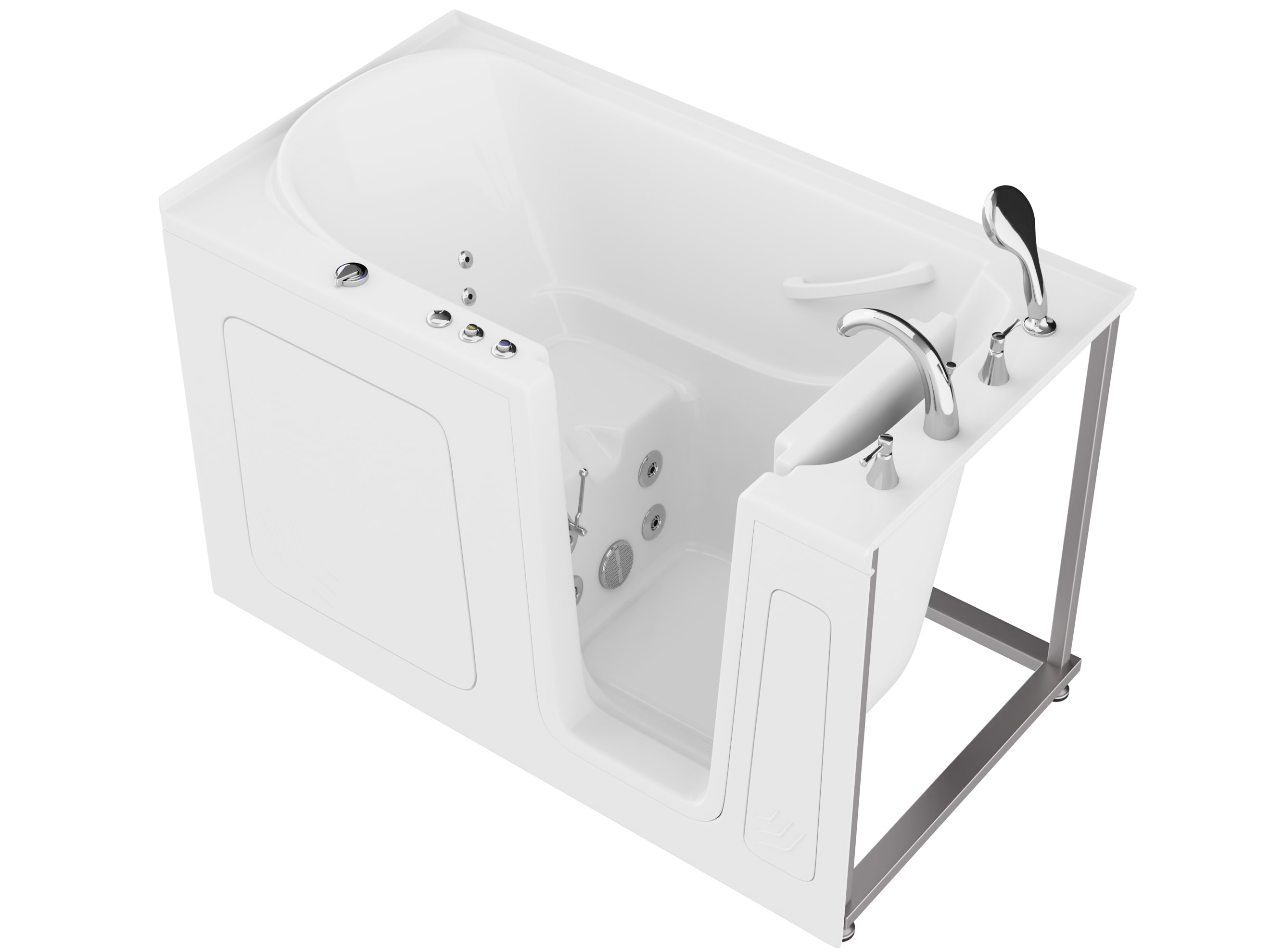 Endurance LS series 32-in x 59.625-in White Acrylic Rectangle Walk-in Whirlpool Tub with Faucet Hand Shower with Drain ( Right Drain )
