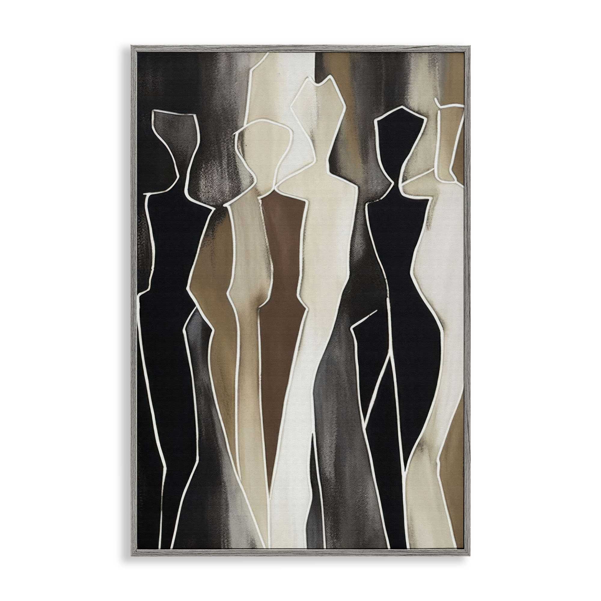 Stupell Industries BT-857-GFF-16X24 Earthy People Silhouettes Gray Framed Giclee Art By LSR Creative Studio 16 x 24