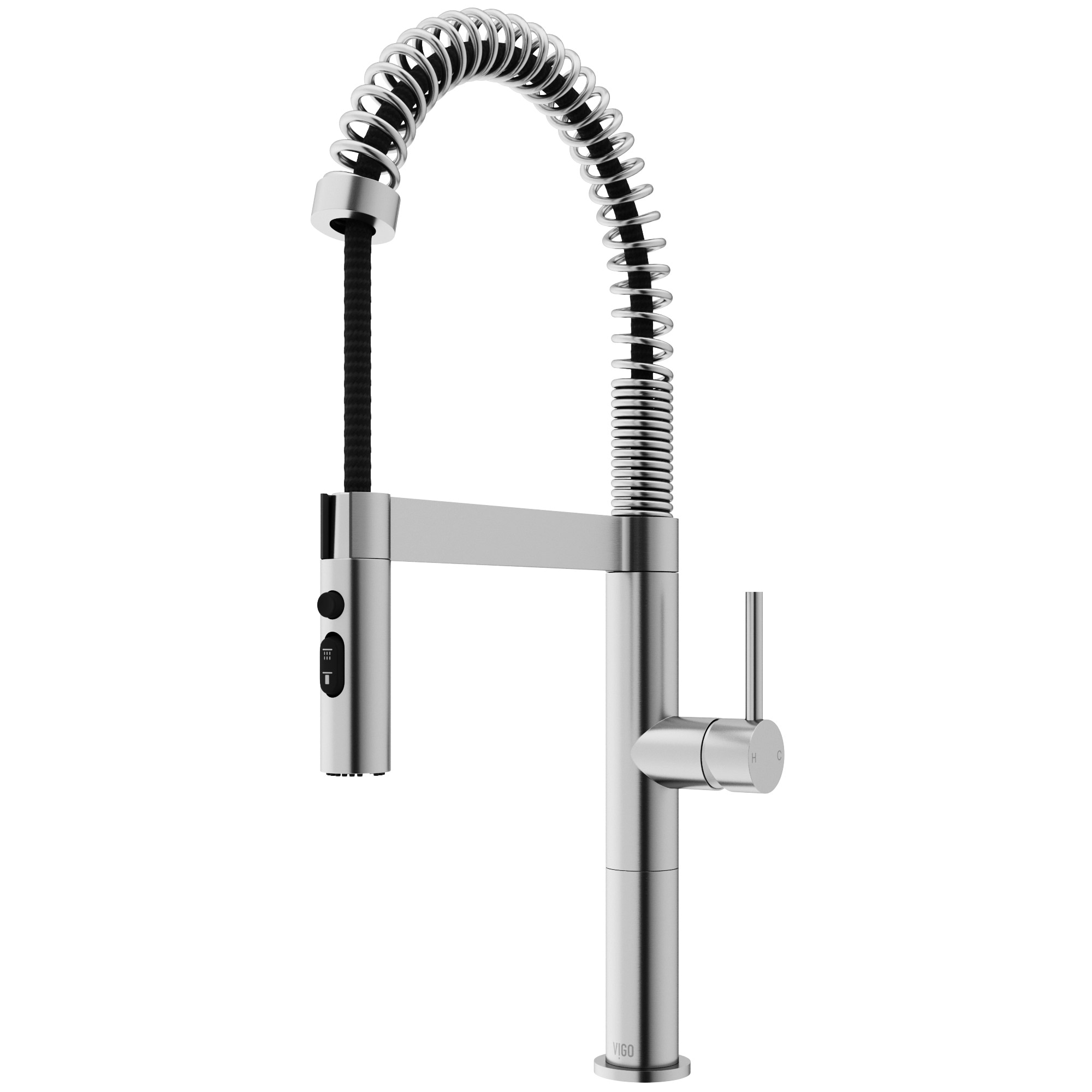 VIGO VG02052ST Edison Pro Stainless Steel Single Handle Deck-mount Pull-down Kitchen Faucet with Sprayer