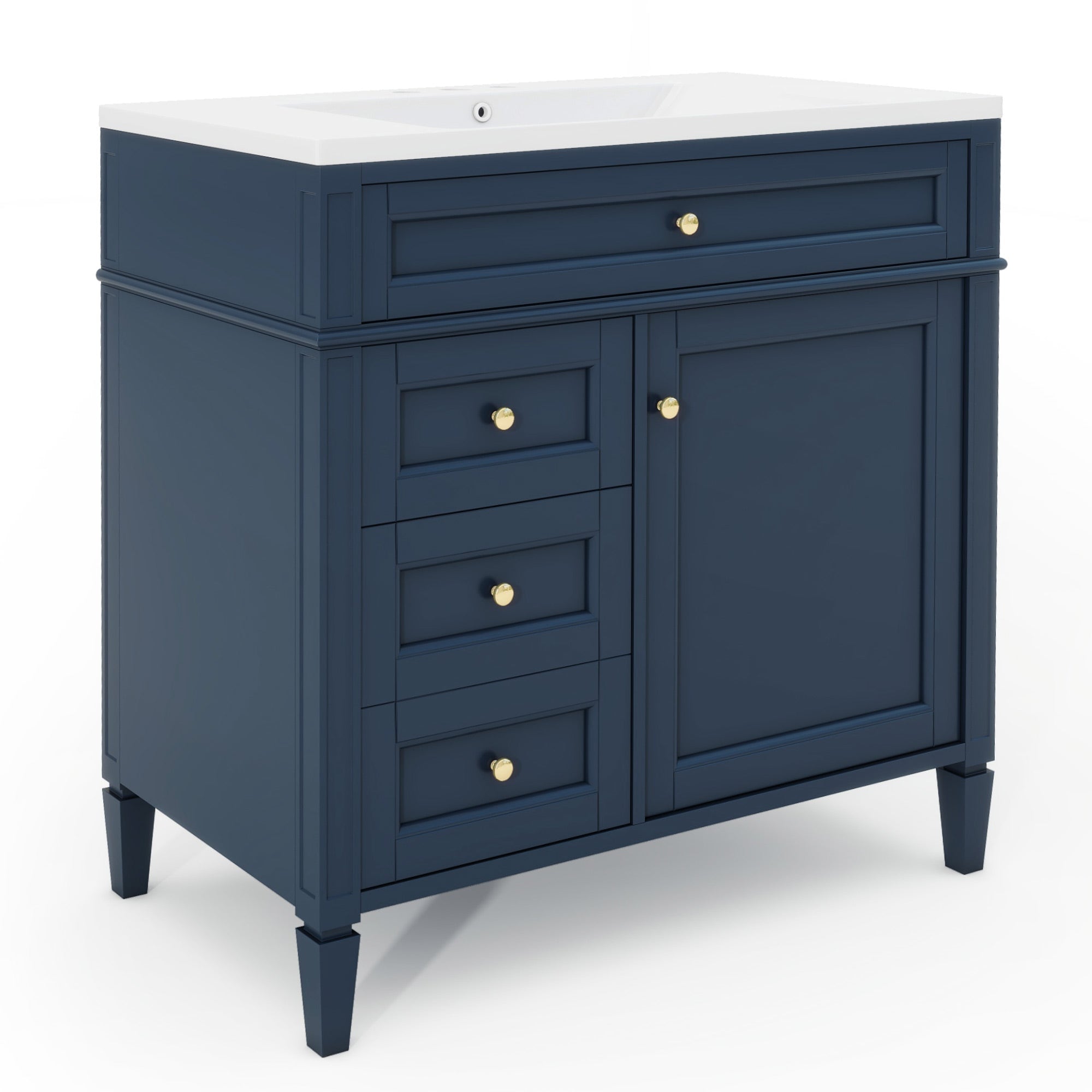 Tatayosi T119AAC-2 36 Inch Bathroom Vanity with Top Sink Modern Bathroom Storage Cabinet with 2 Drawers and a Tip out Drawer Single Bathroom Vanity