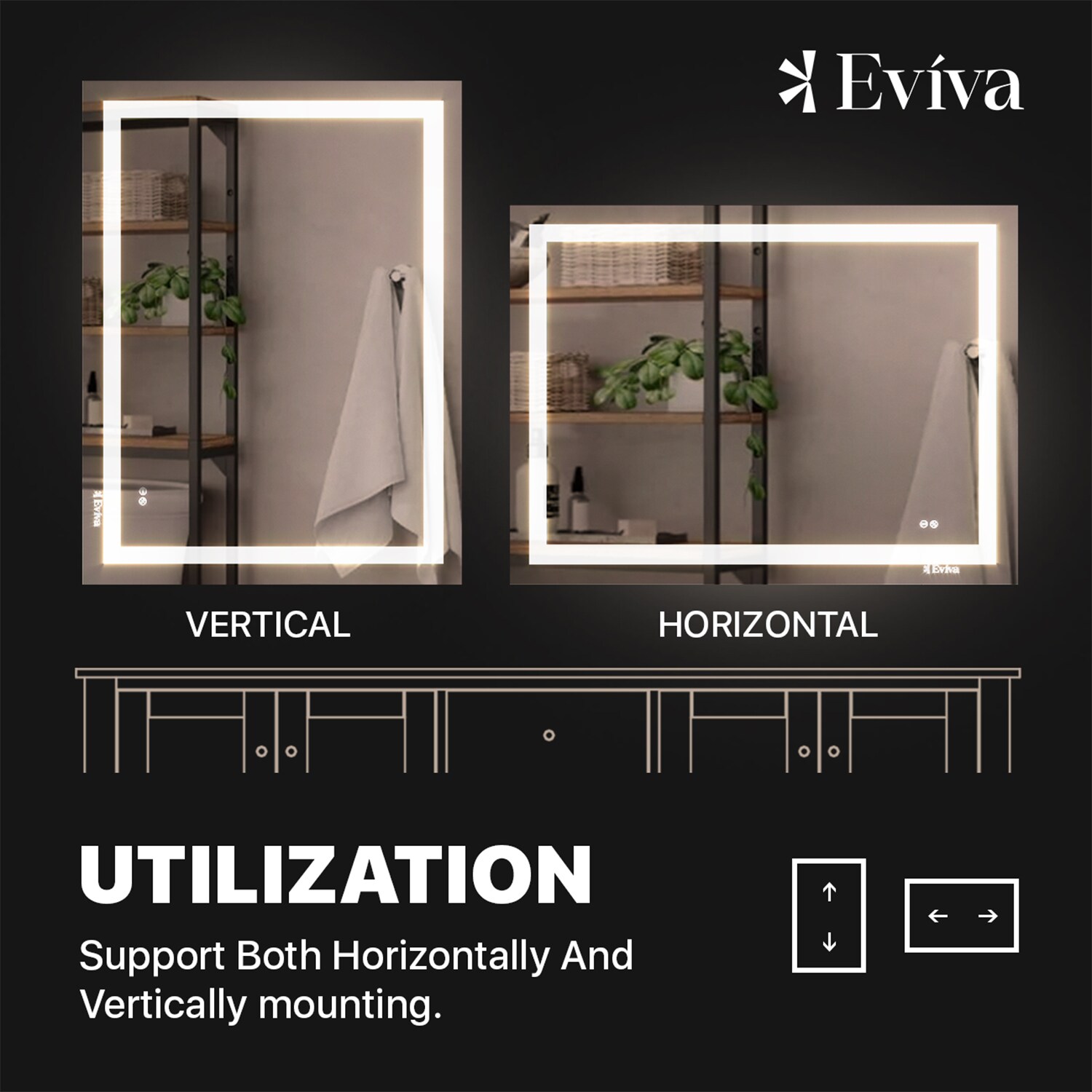 Eviva EVMR101-48X32-LED Framed-Bath-Mirrors - View #6