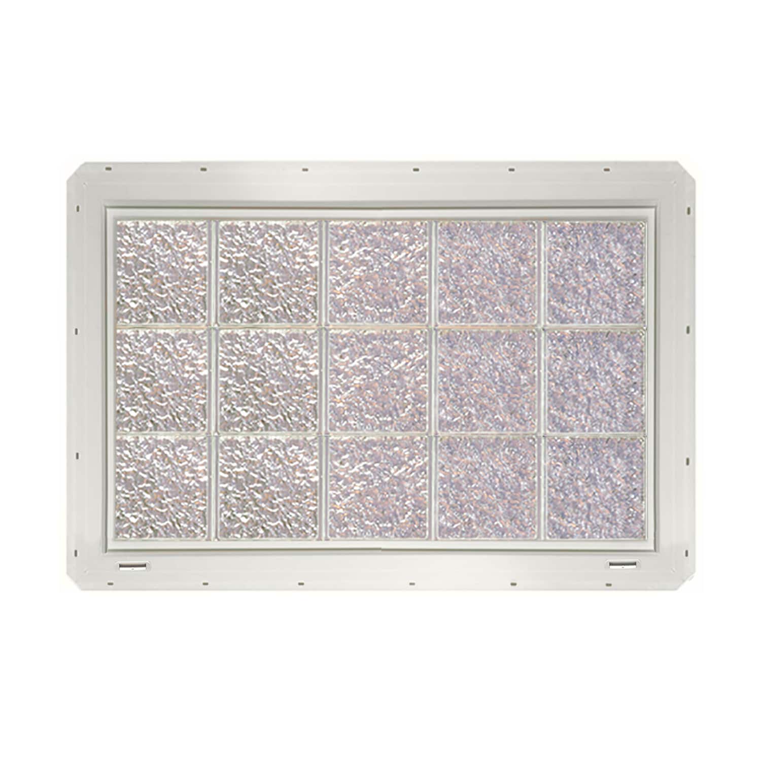 CrystaLok CL4024SISWH Ice Glass 39-1/4-in x 24-1/4-in Vinyl New construction Glass Block Window