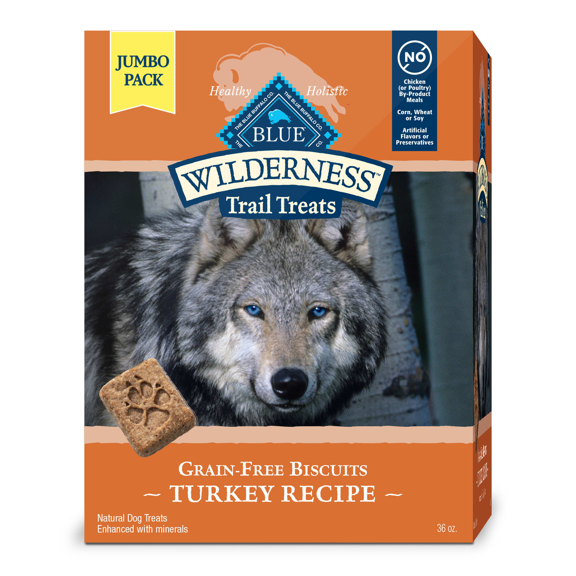 Blue Buffalo  Blue Wilderness Trail Turkey Grain-Free Treats Crunchy Dog Biscuits 36 oz.