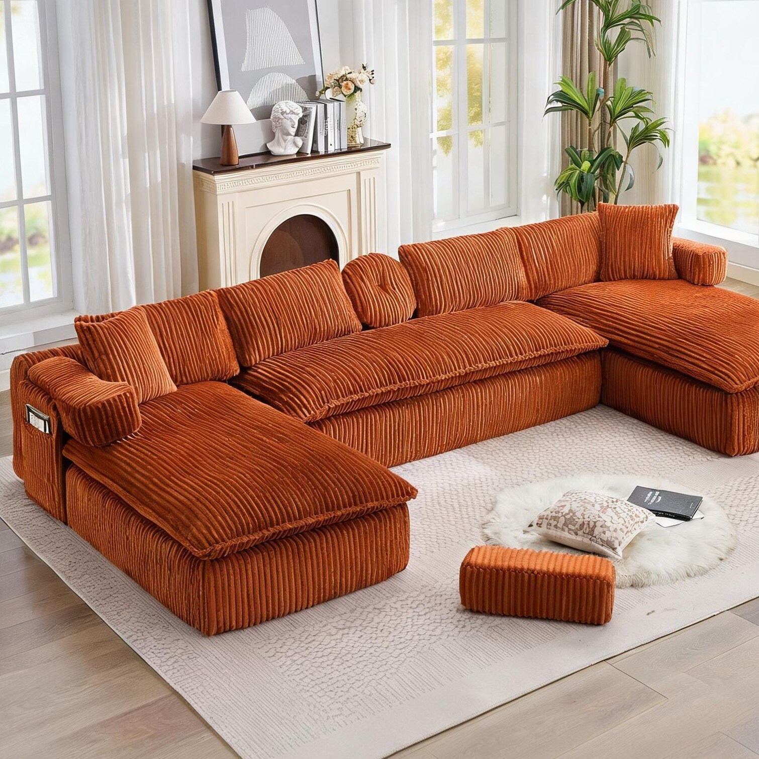 Naturefalls Living Room Sectional Sofa 149-in U-Shaped Modular with No ...