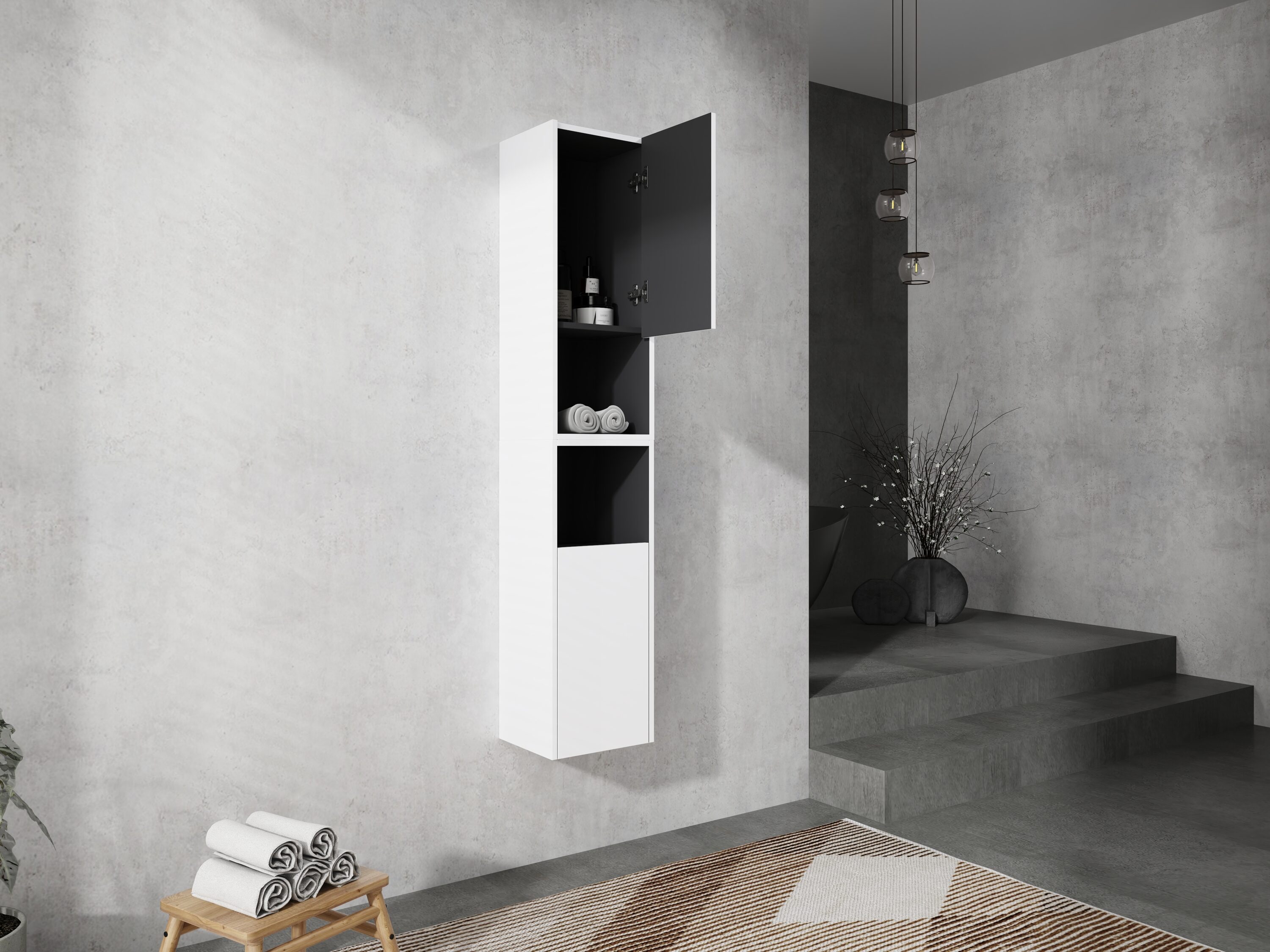LOVMOR 11.81-in x 9.81-in x 59-in White Bathroom Wall Cabinet with Soft Close Doors for Small Space #SF-W-W999S00280