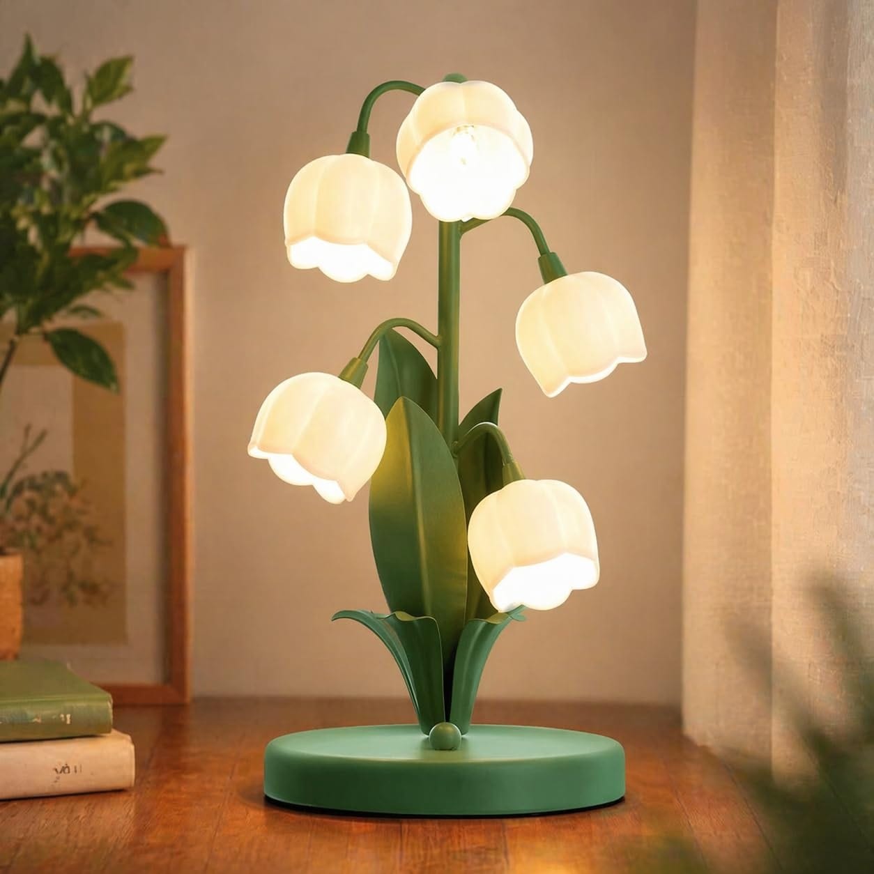 AOIZGMY Lily of The Valley Desk Lamp Vintage Floral Table Lamp
