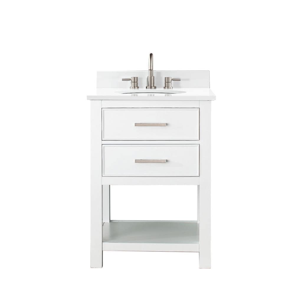 Avanity BROOKS-VS24-WT-EW Brooks 25-in White Undermount Single sink Bathroom Vanity with White Engineered stone Top