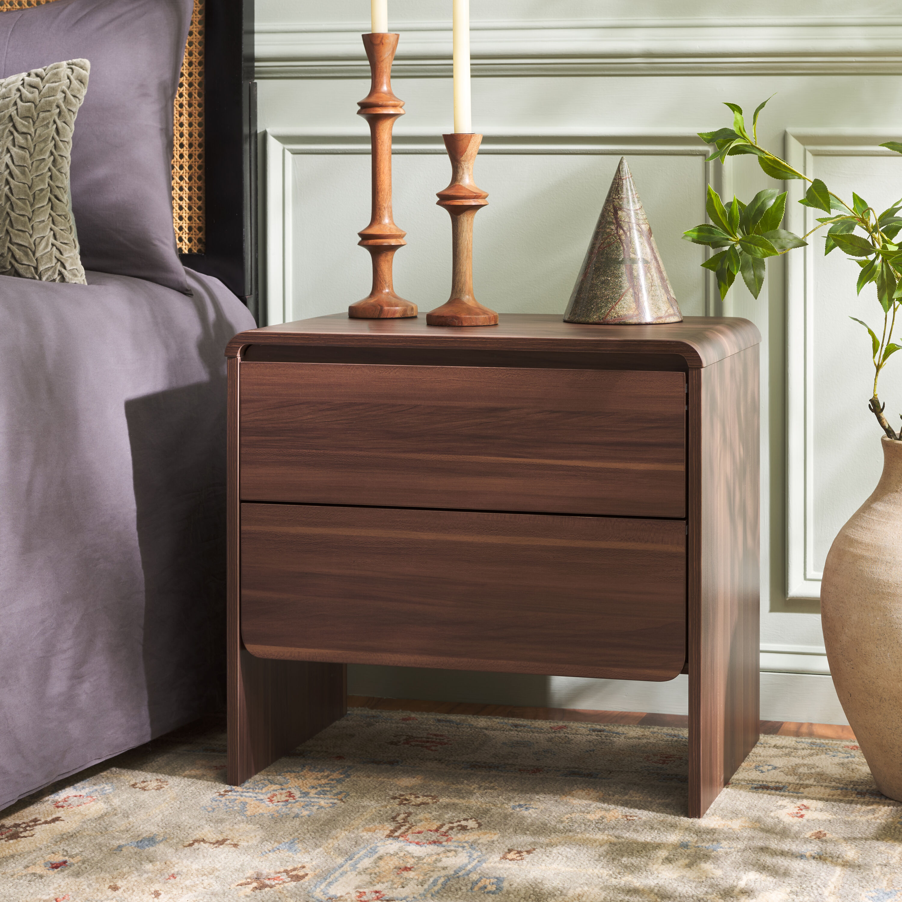Safavieh NST3101A Walnut Nightstand