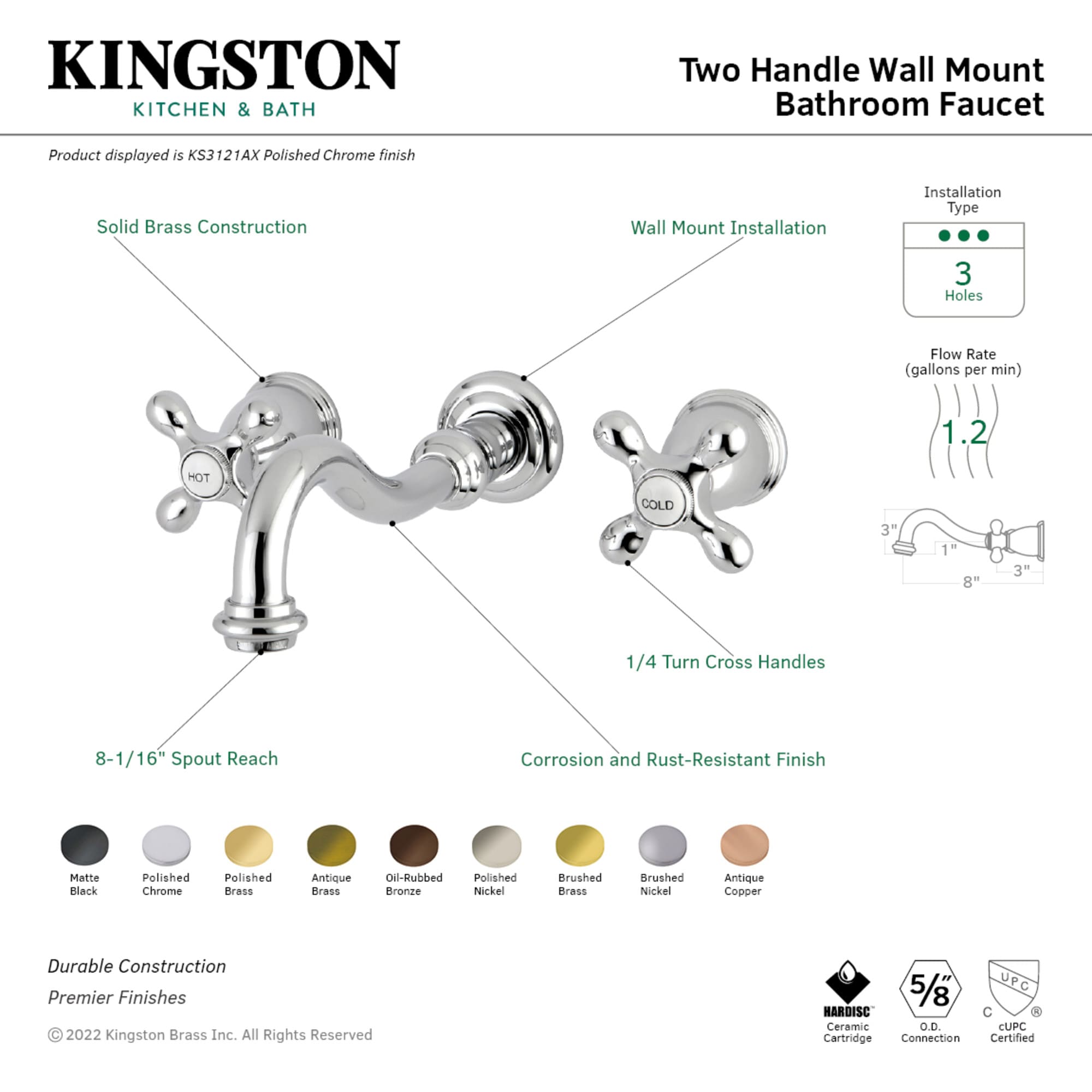 Kingston Brass WLKS3128AX Lavatory-Faucets - View #3