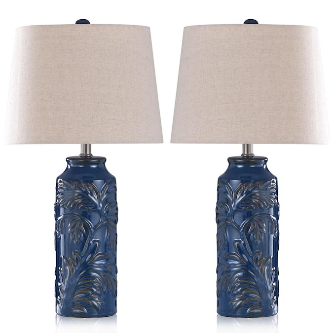Navy Blue Ceramic 3 Way Table Lamp, Navy Blue Nightstand Lamps