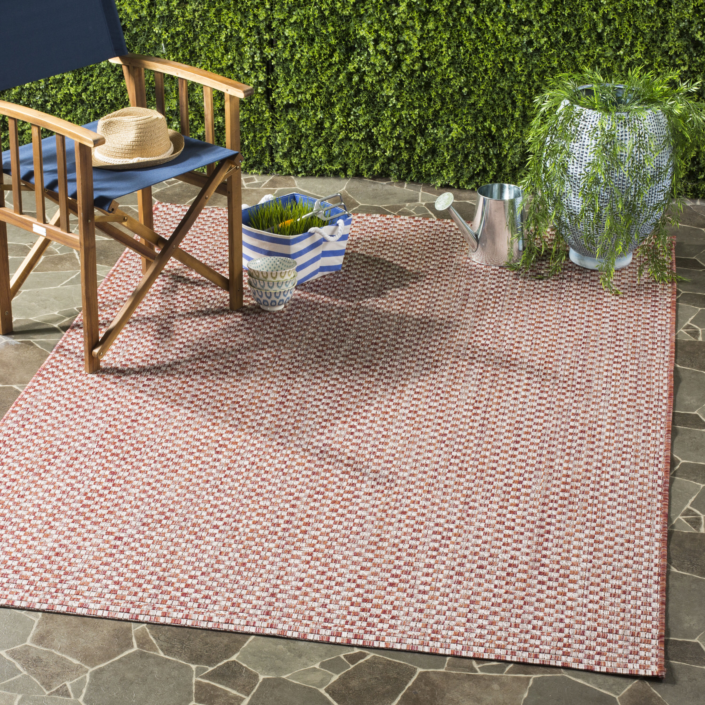 Safavieh CY8653-36521-3 Courtyard Salvador 3 x 5 (ft) Loomed Polypropylene Rust/Light Gray Rectangular Indoor/Outdoor Throw rug