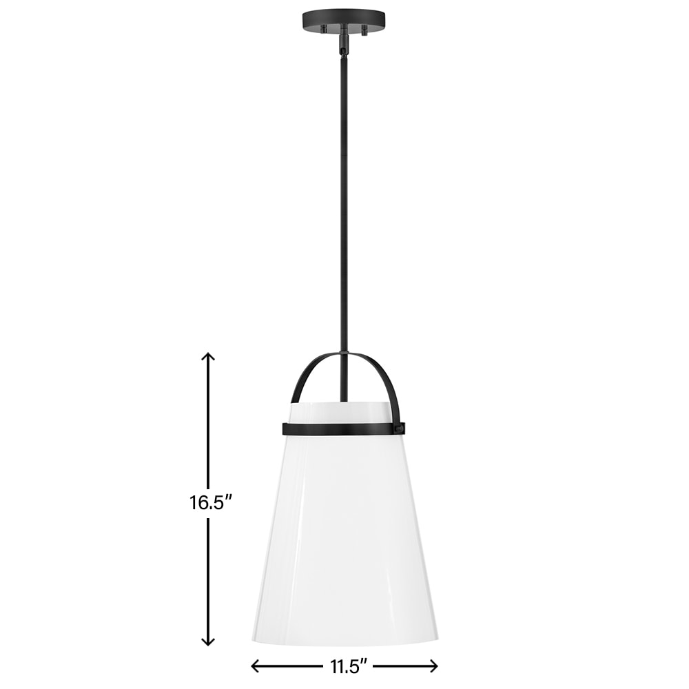 Tori 11.5" Black Brass Modern Pendant Light with Opal Glass Shade
