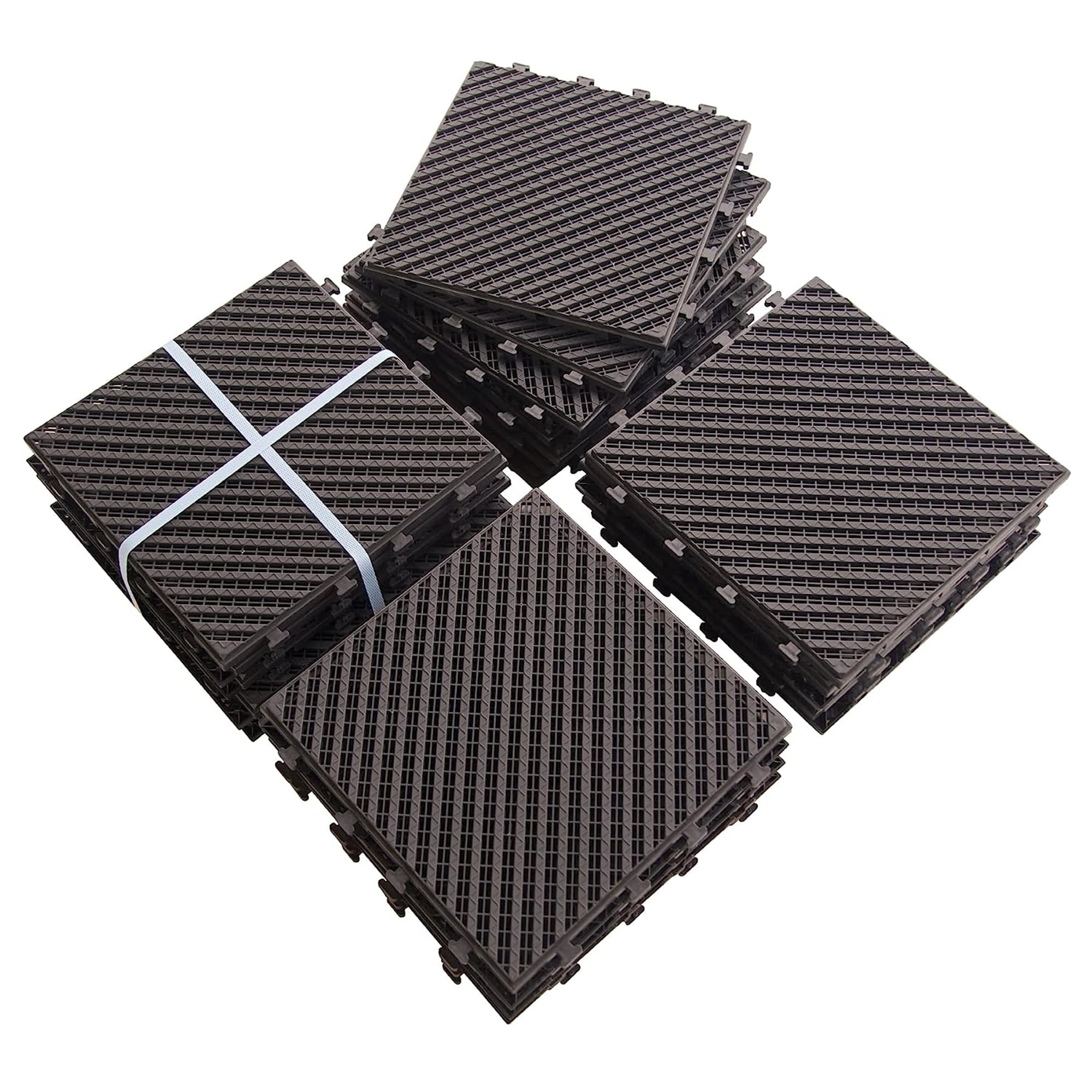Maocao Hoom BH113489 12-in x 12-in Dark Brown Prefinished Pressure Treated Vinyl/Plastic Deck tile ( 27-sq ft )