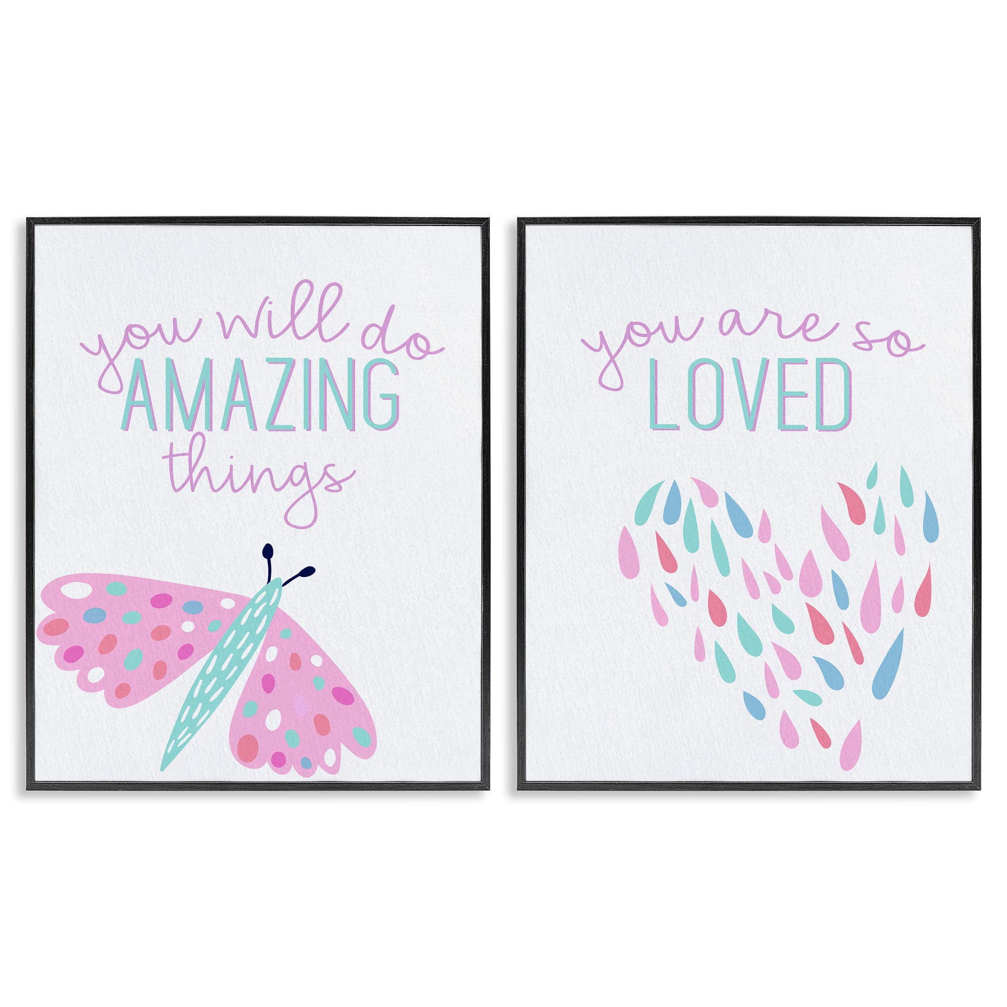 Stupell Industries B2-777-FR-2PC-11X14 Pastel Inspirations with Dragonfly 2pc Framed Giclee Set design by Kim Allen