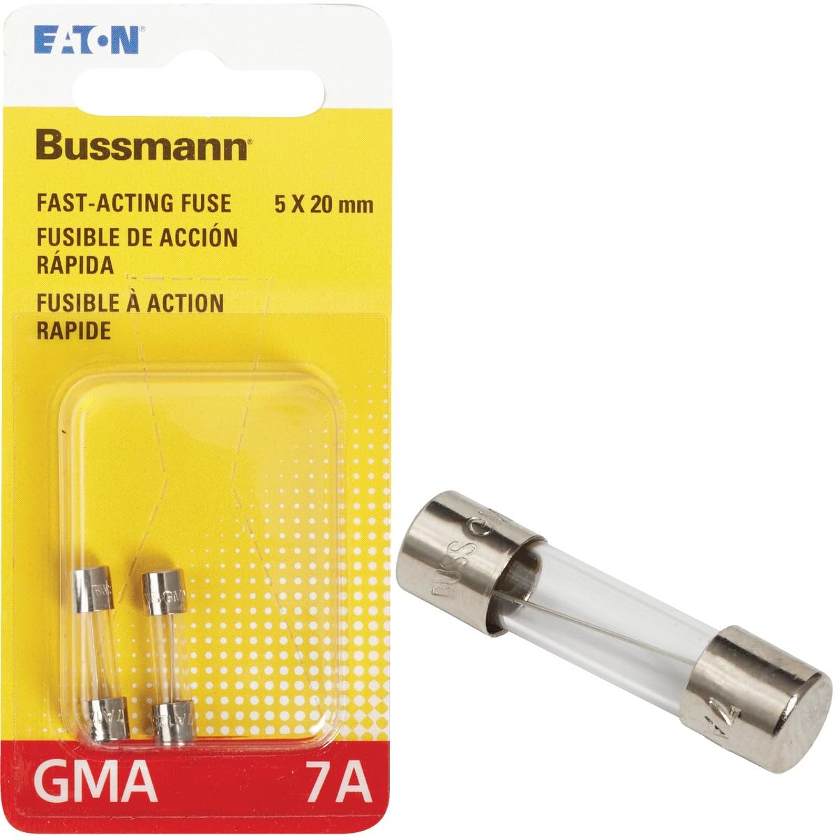 Bussmann BP/GMA-7A 7A 125V GMA Glass Fuse Fast-Acting 2-Pack #BP/GMA-7A