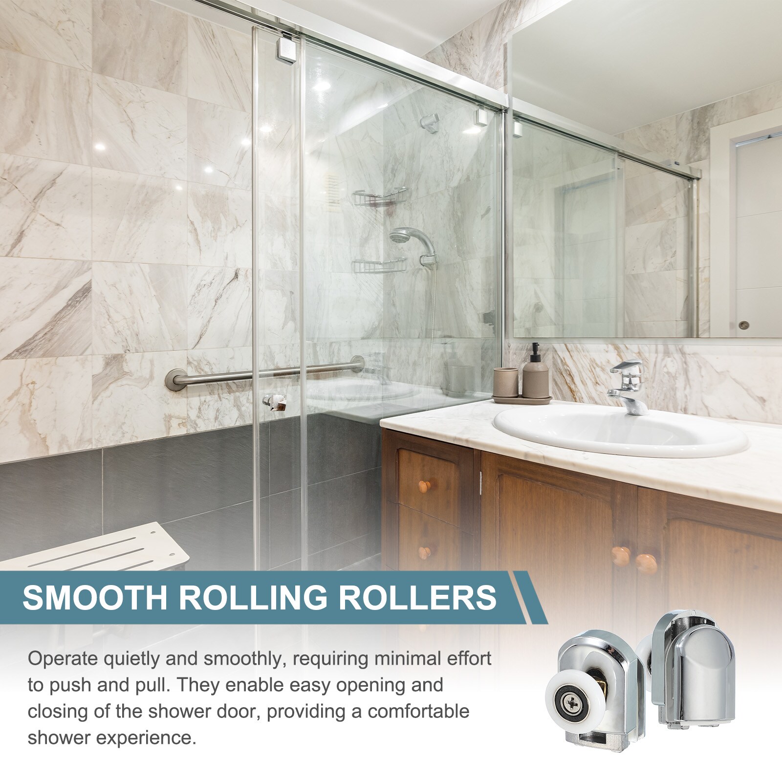 Unique Bargains S25093000UX9293 Tub-Shower-Door-Rollers - View #5
