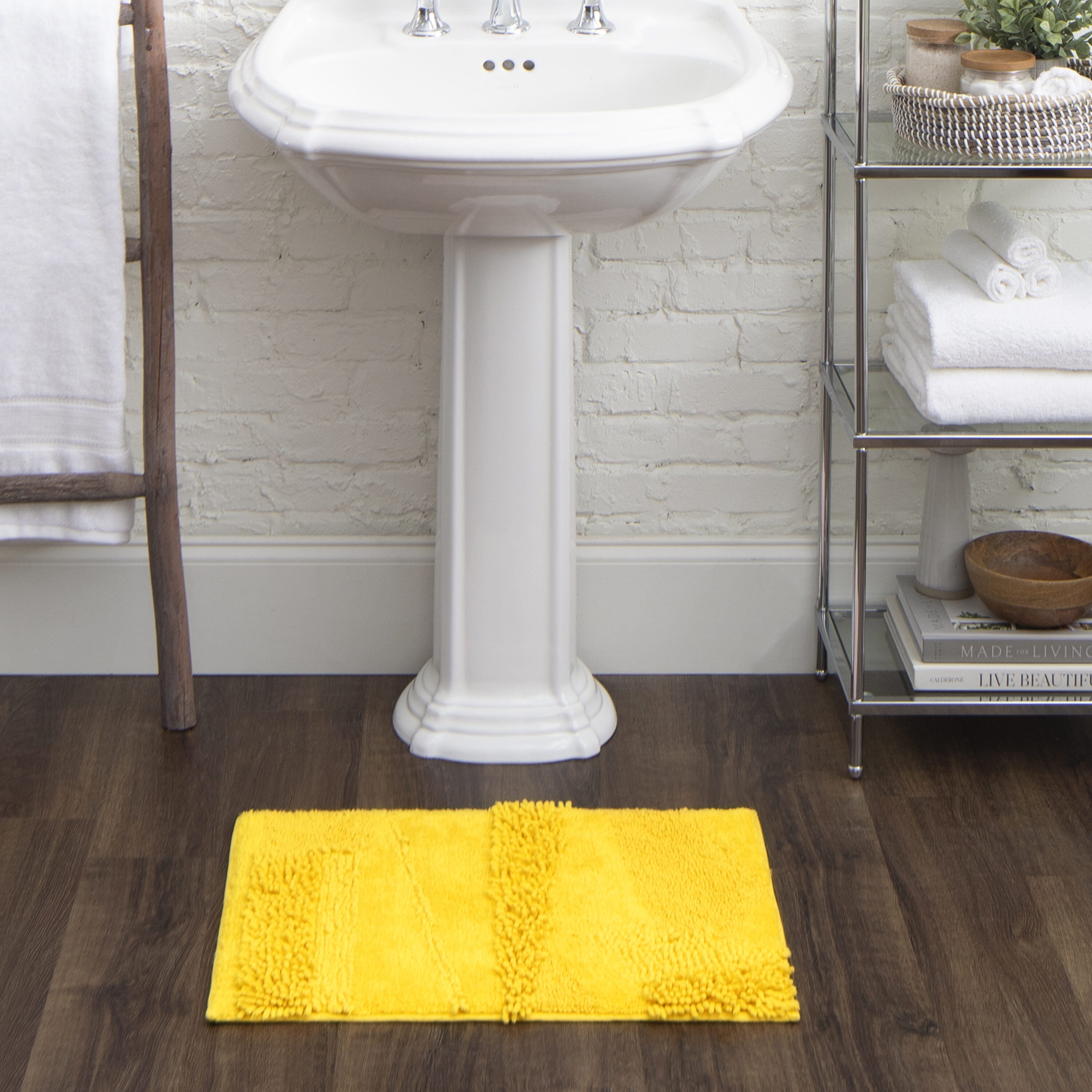 Mohawk Home N6389 9320 021034 Metaphor Bath 24-Inches x 60-Inches Yellow Polyester Bath runner