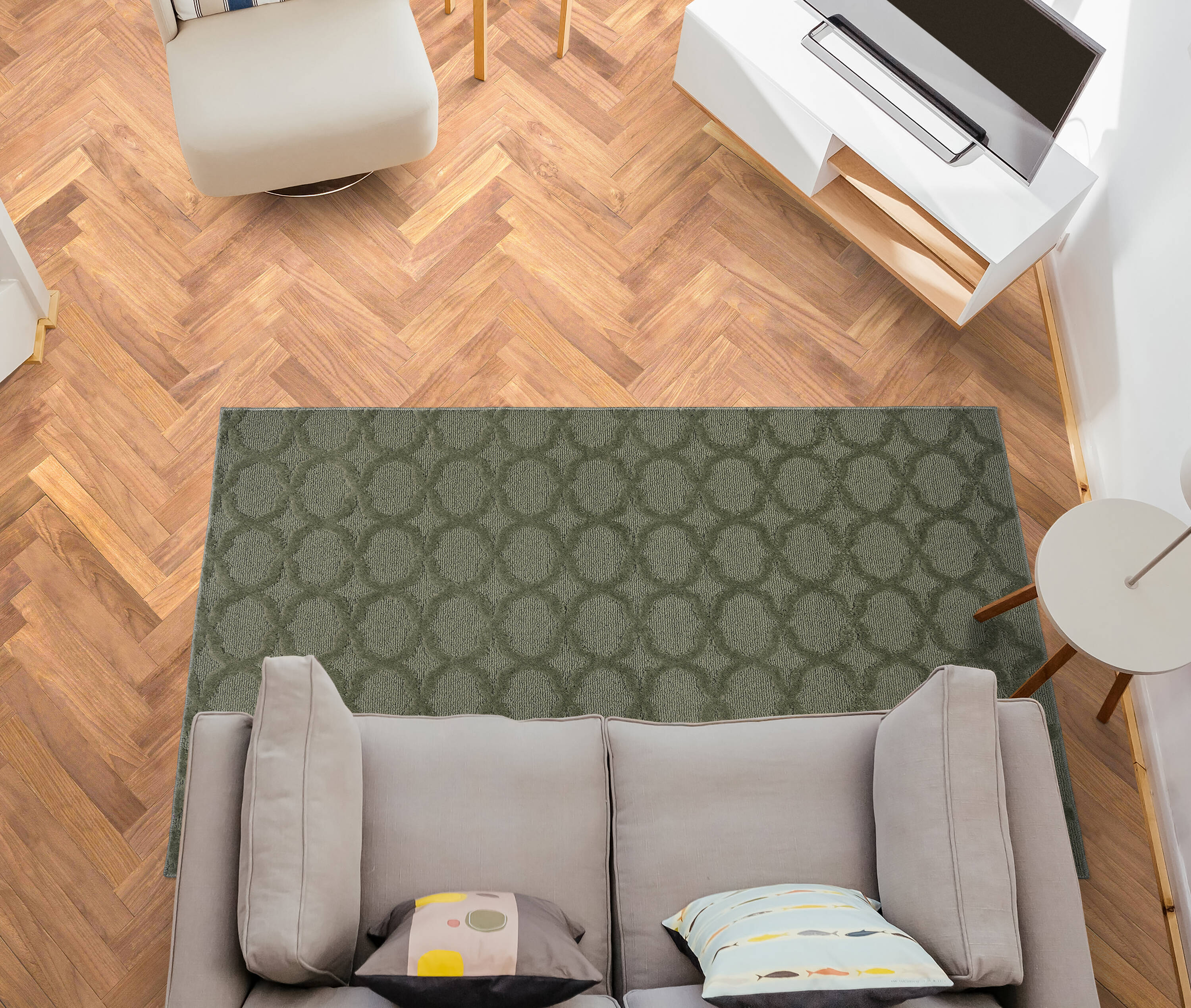 Garland Rug CL100N09011405 Sparta 7 x 9 (ft) Tufted Polypropylene Sage Rectangular Indoor Geometric Farmhouse/Cottage Area rug