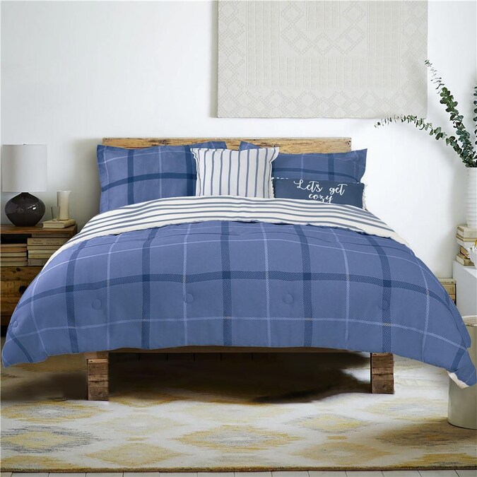 Farmhouse Living 5 Piece Navy White, Navy Blue And White Queen Bedding