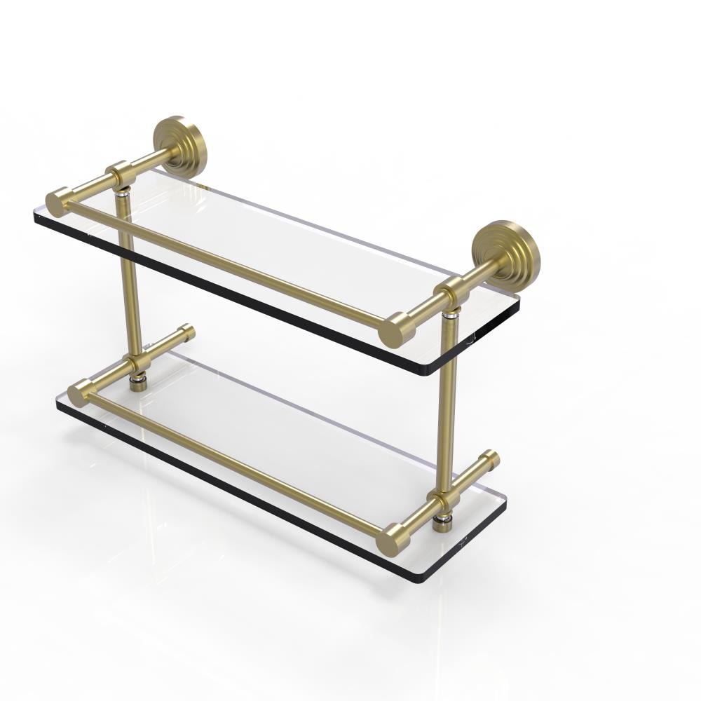 Allied Brass WP-2/16-GAL-SBR Waverly Place Satin 2-Tier Brass Wall Mount Bathroom Shelf (16-in X 8-in X 5-in)