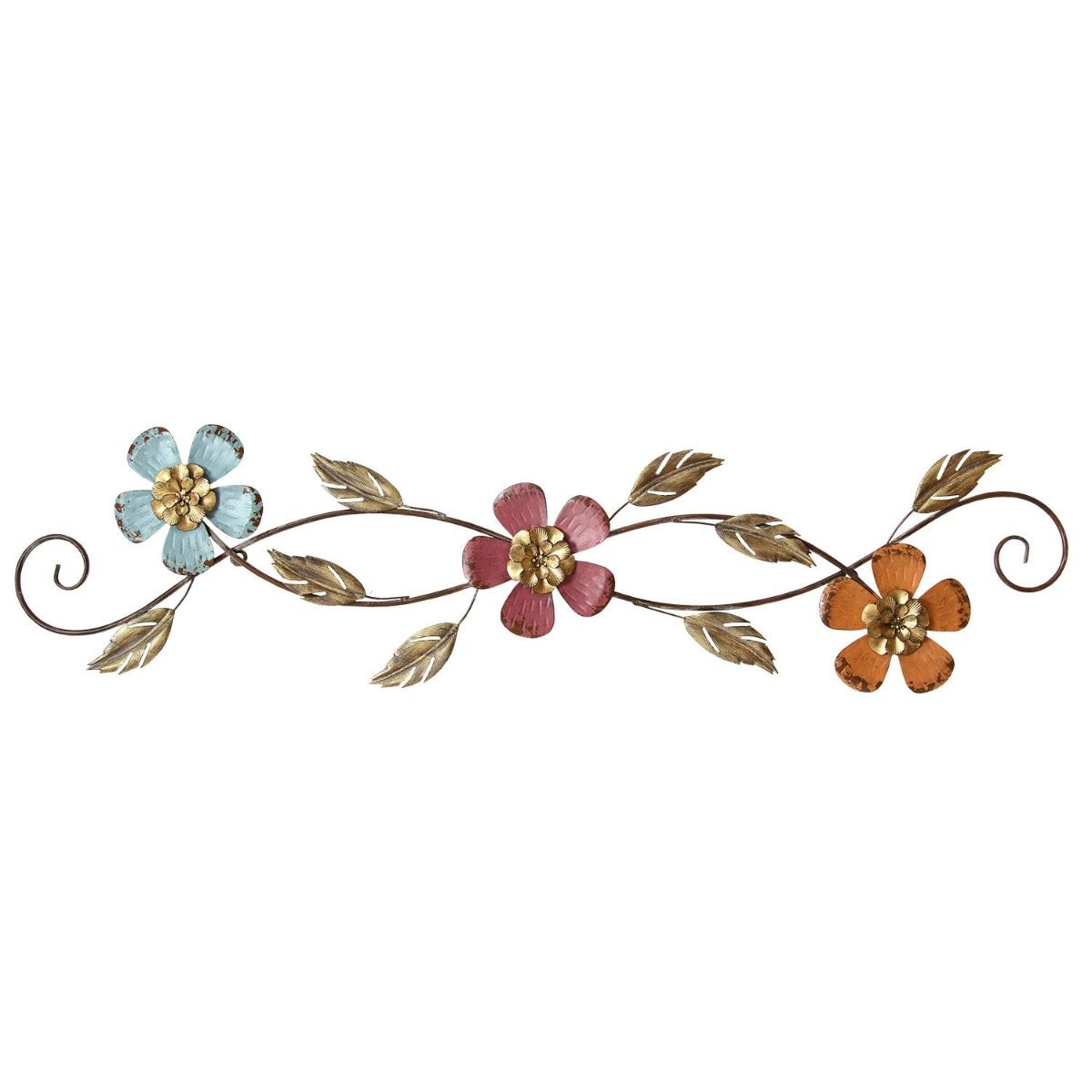 HomeRoots 321075 Victoria 40-Inches W x 10-Inches H Metal Wall Sculpture Floral Wall sculpture
