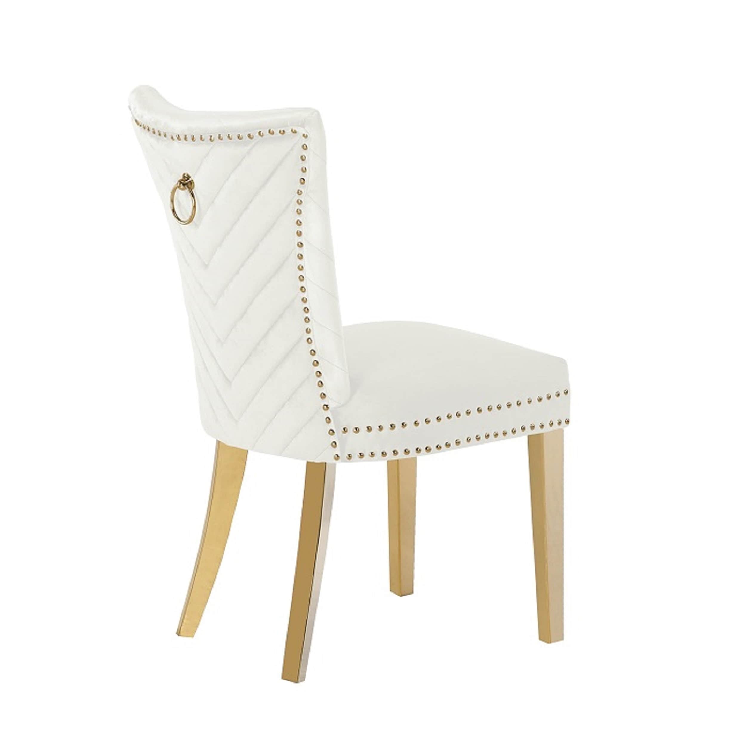 Beige Velvet Upholstered Side Chair with Gold Legs