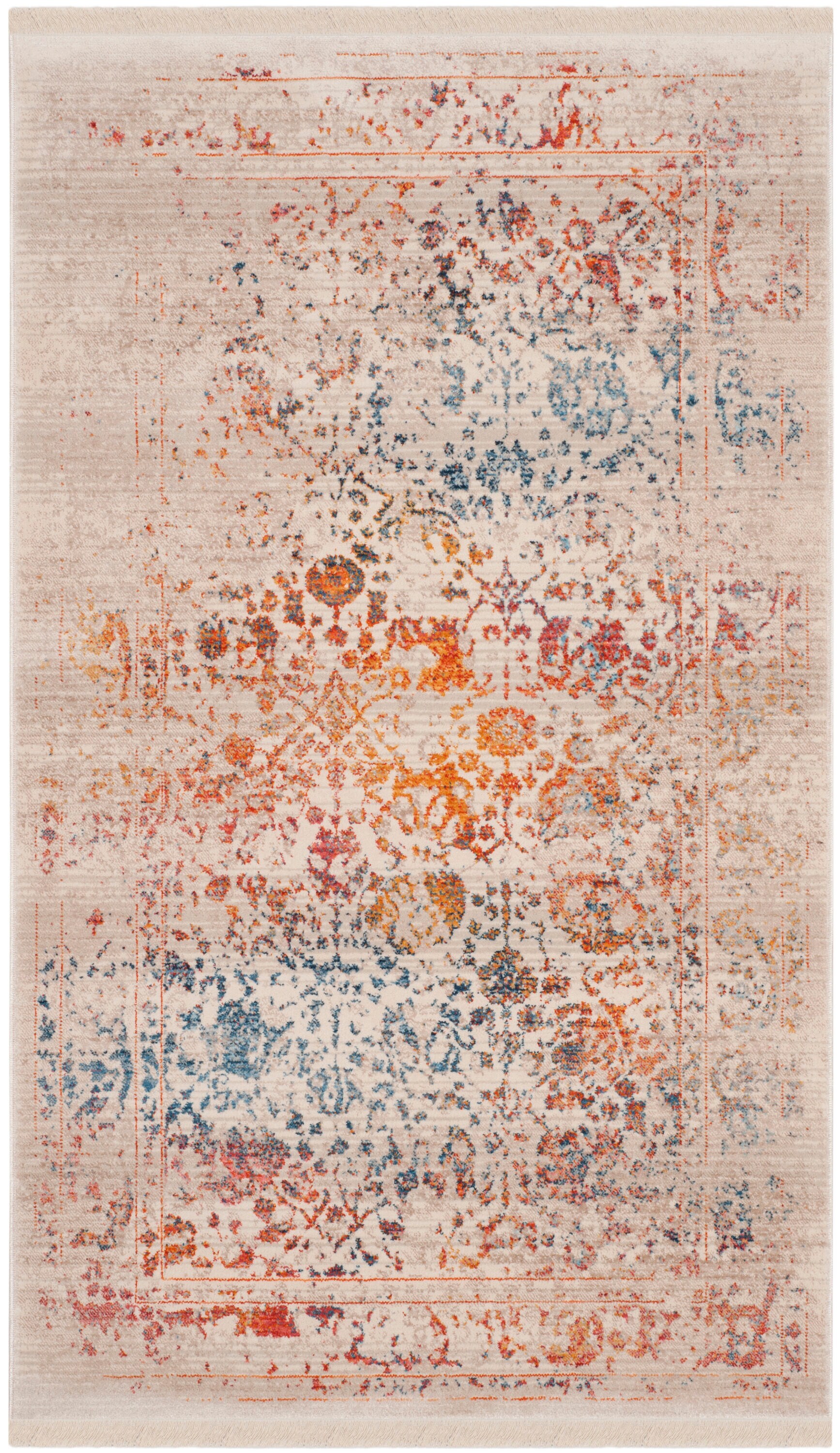 Vintage Multicolor Polyester Hand-knotted Area Rug 3' x 5'