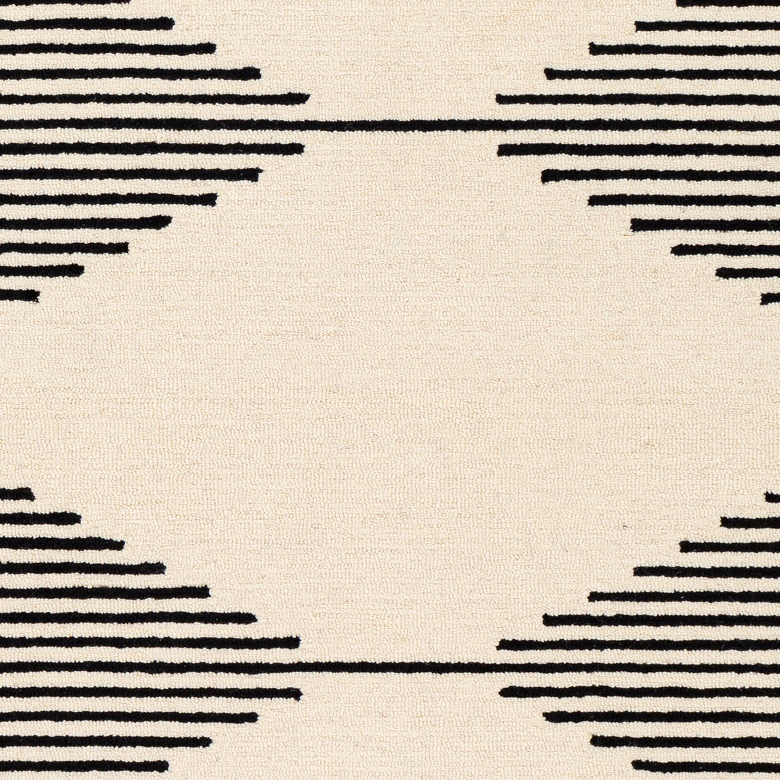 Handmade Tufted Geometric Black Wool Rug 4' x 6'