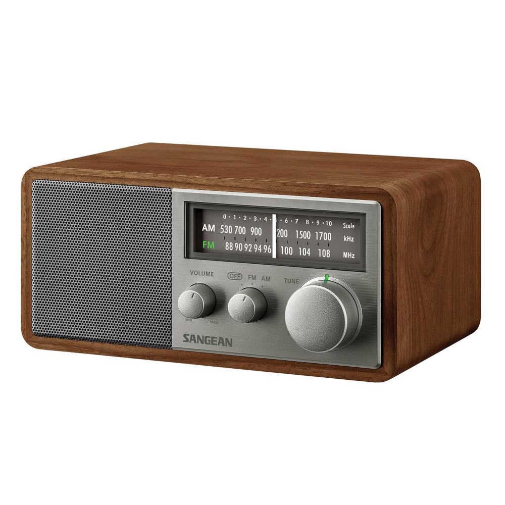 Sangean Silver Portable AM/FM Radio with Digital Display, Headphone Jack,  and Alarm - Battery or AC Powered