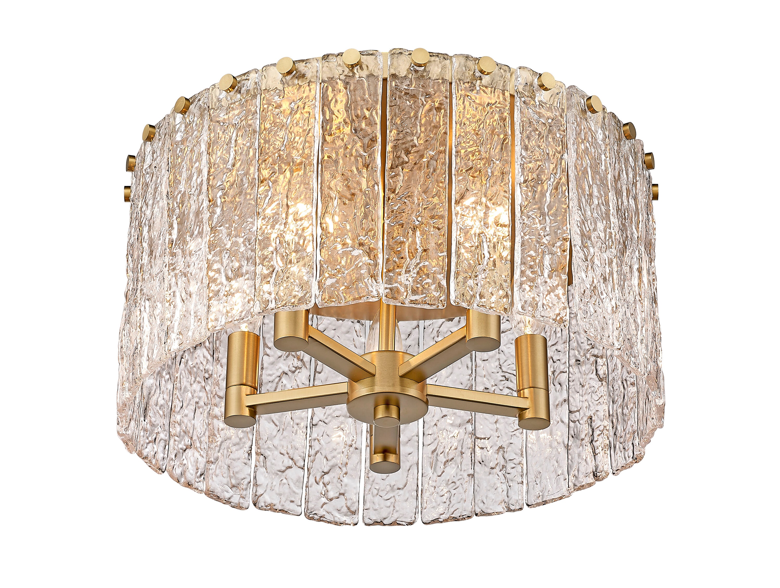 Modern Gold and Glass Textured Flush Mount Ceiling Light
