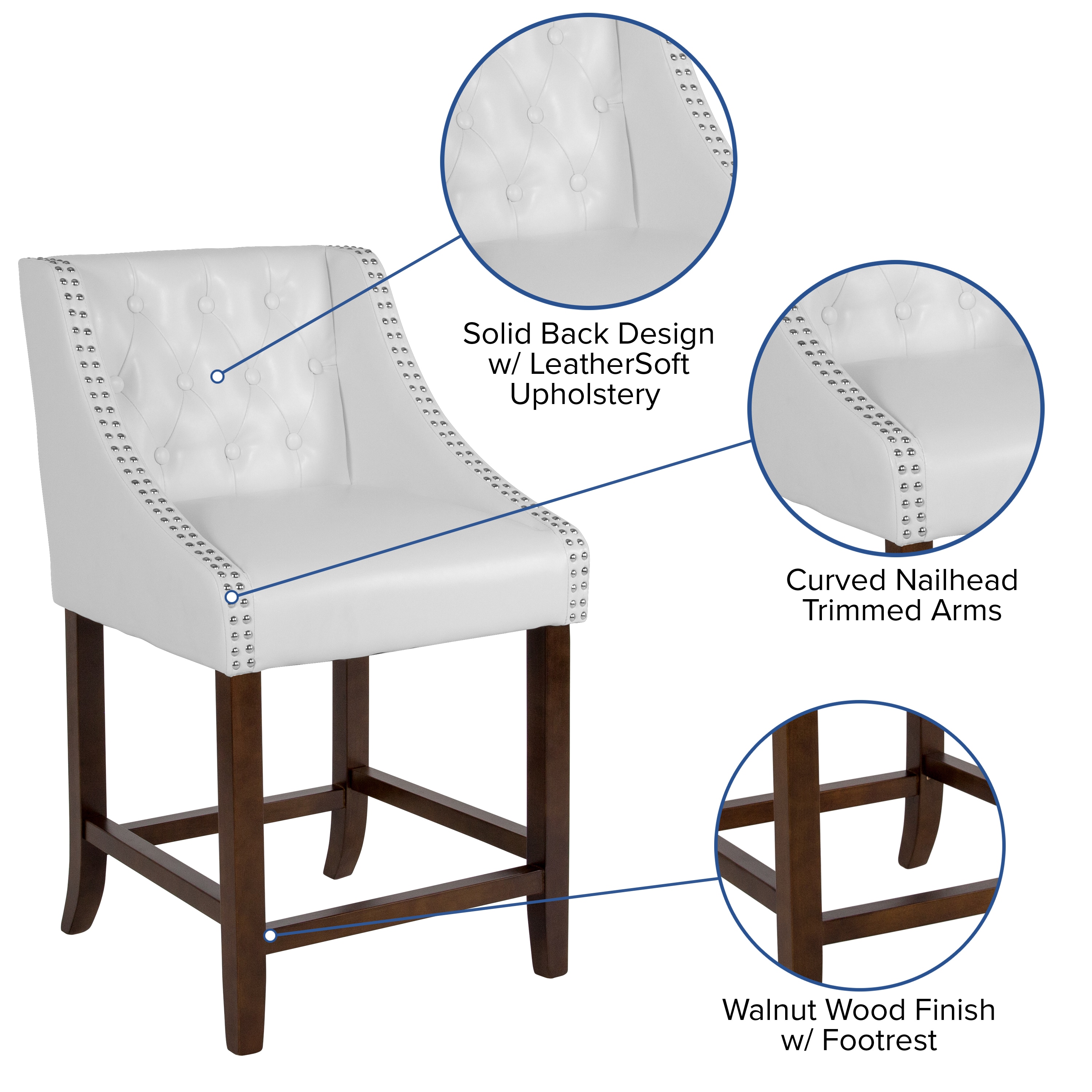 Walnut Wood and White Leather Swivel Saddle Stool, 32"