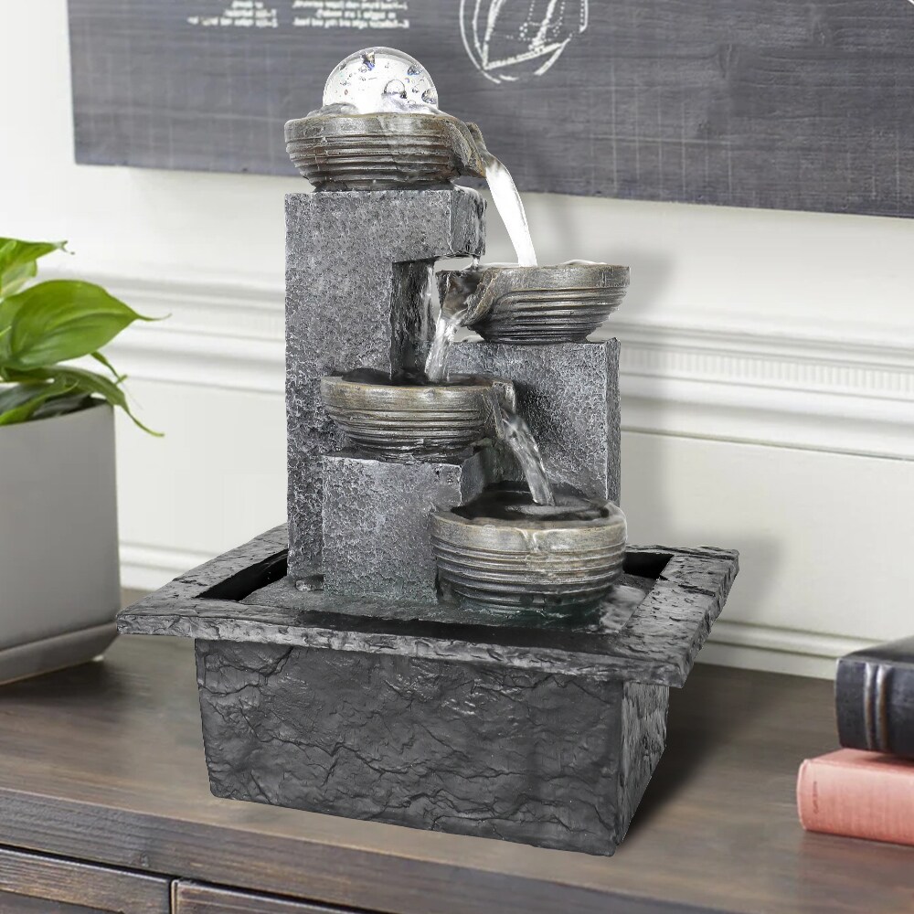 Watnature Tabletop Water Fountain 11.8-in H Resin Tiered Fountain ...