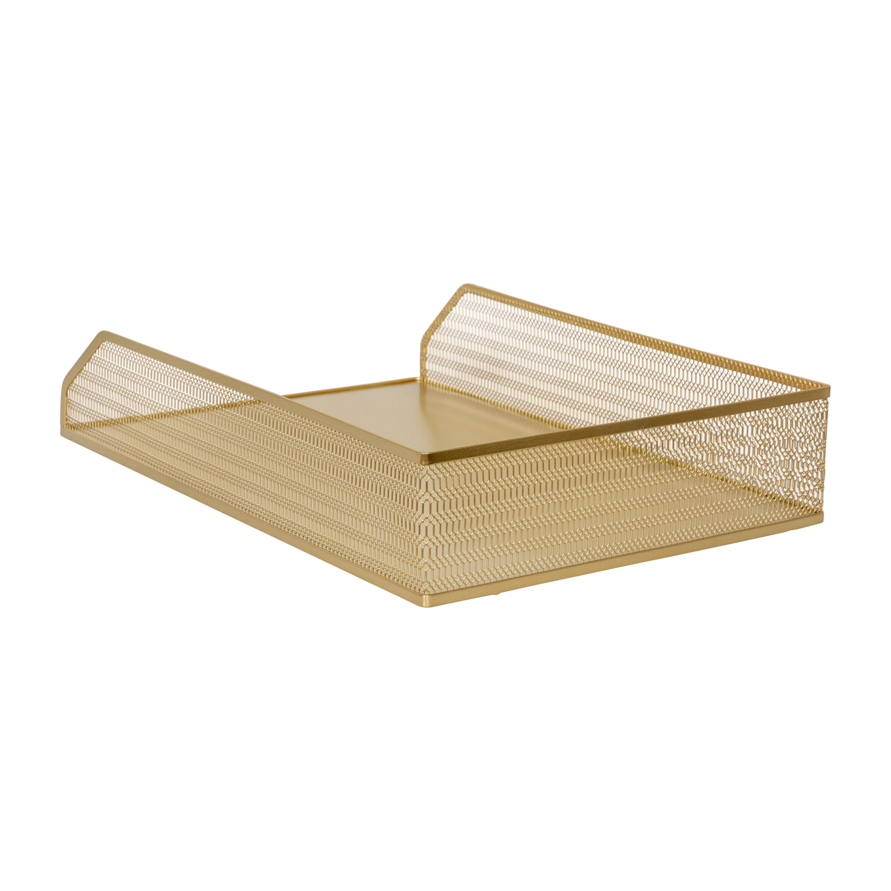Gold Mesh Metal Paper Letter Inbox Tray Set