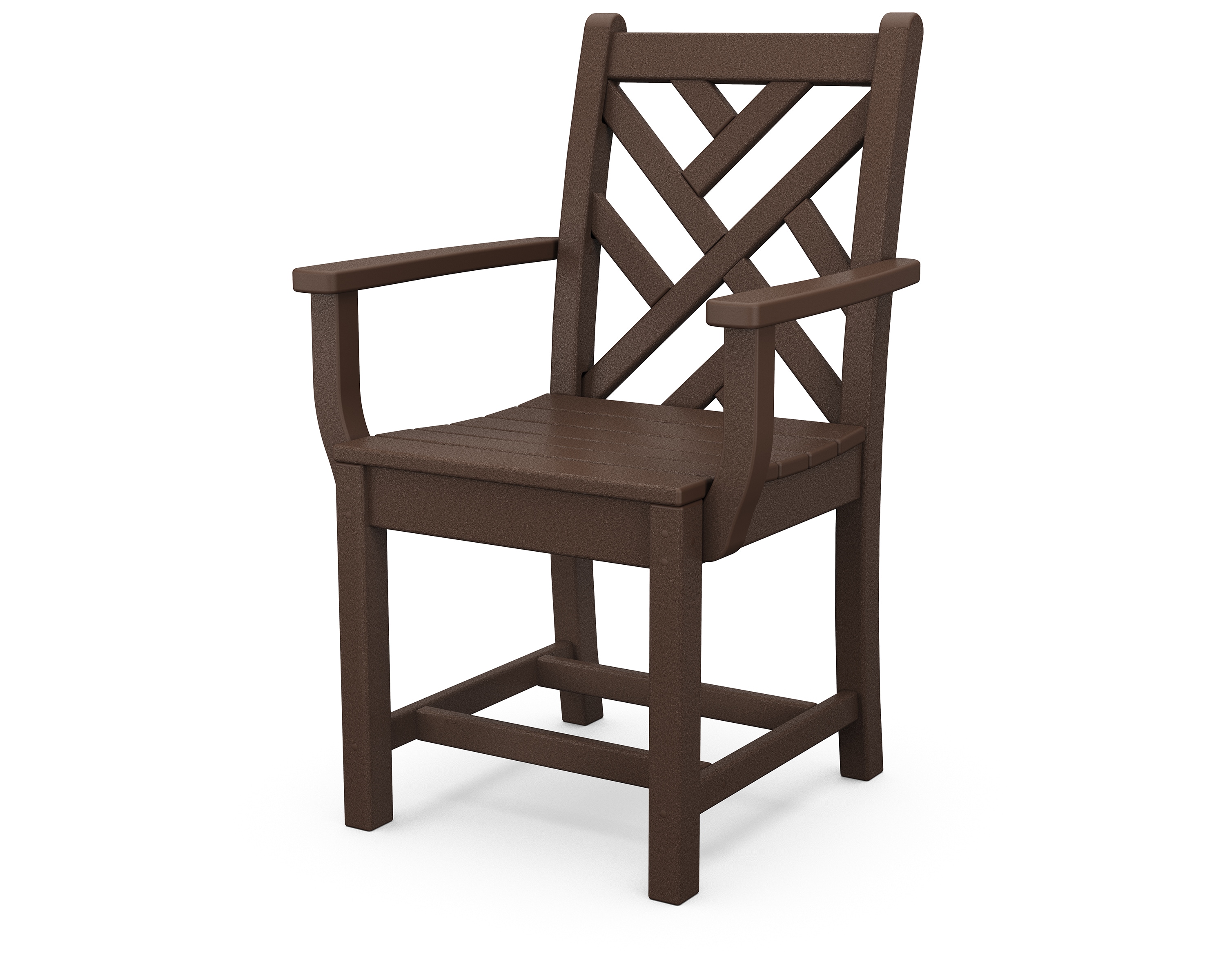 POLYWOOD CDD200MA Chippendale Mahogany HDPE Frame Stationary Dining Chair with Slat Seat