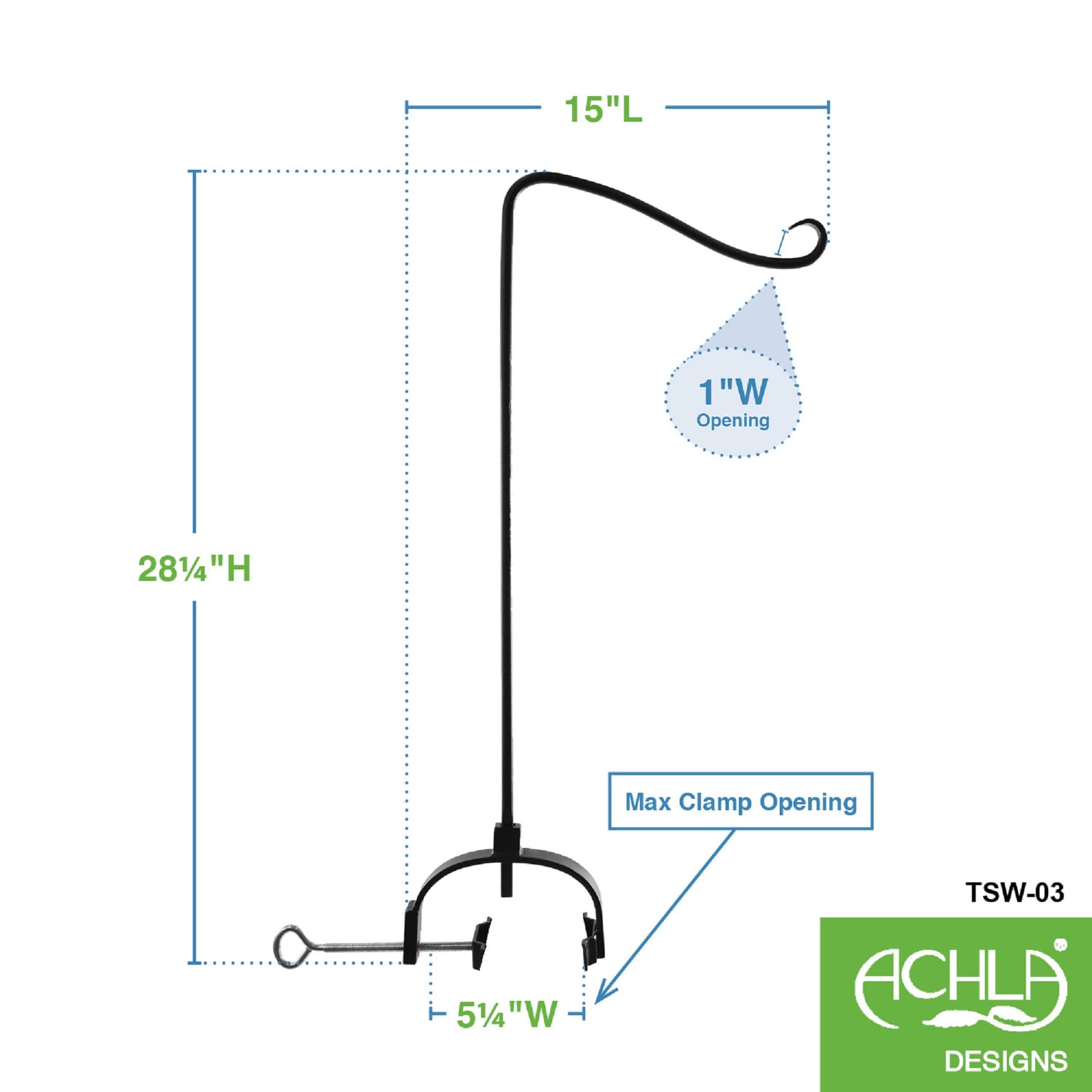 Wrought Iron Shepherd's Hook with Over Railing Bracket