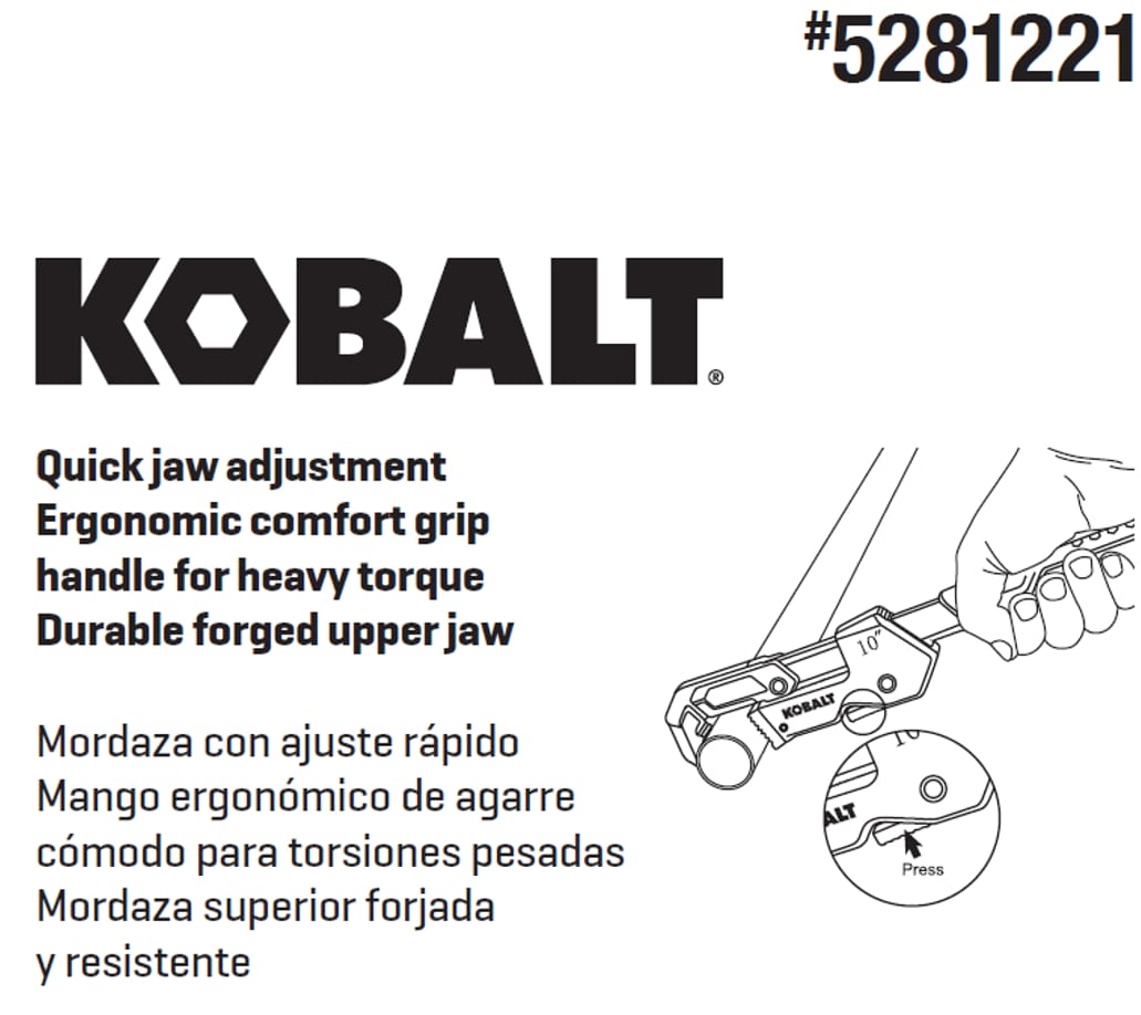 Kobalt 54268 Plumbing-Wrenches-Spec-Tools - View #2
