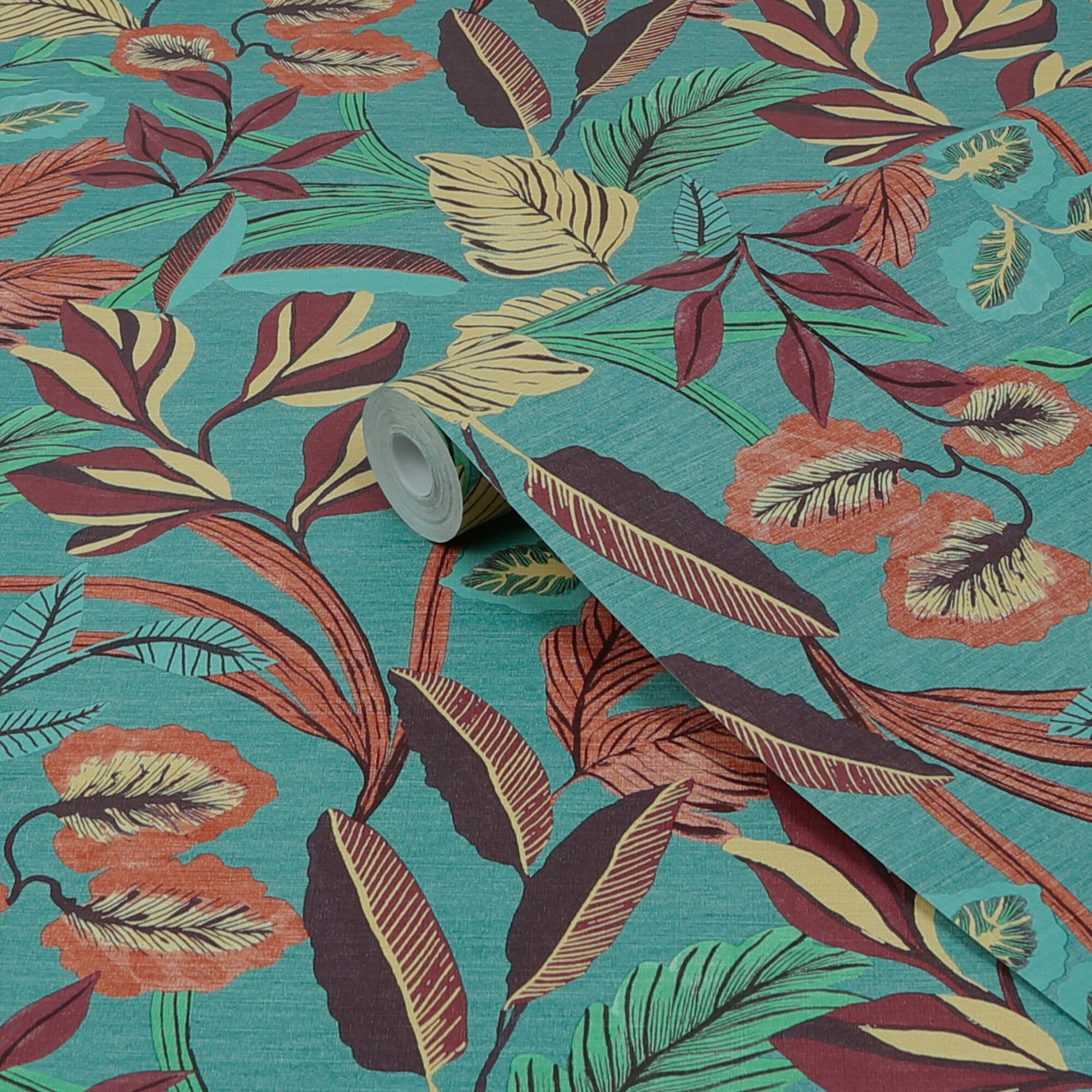 Sublime Paradise Arts Blue Floral Non-Pasted Vinyl Wallpaper